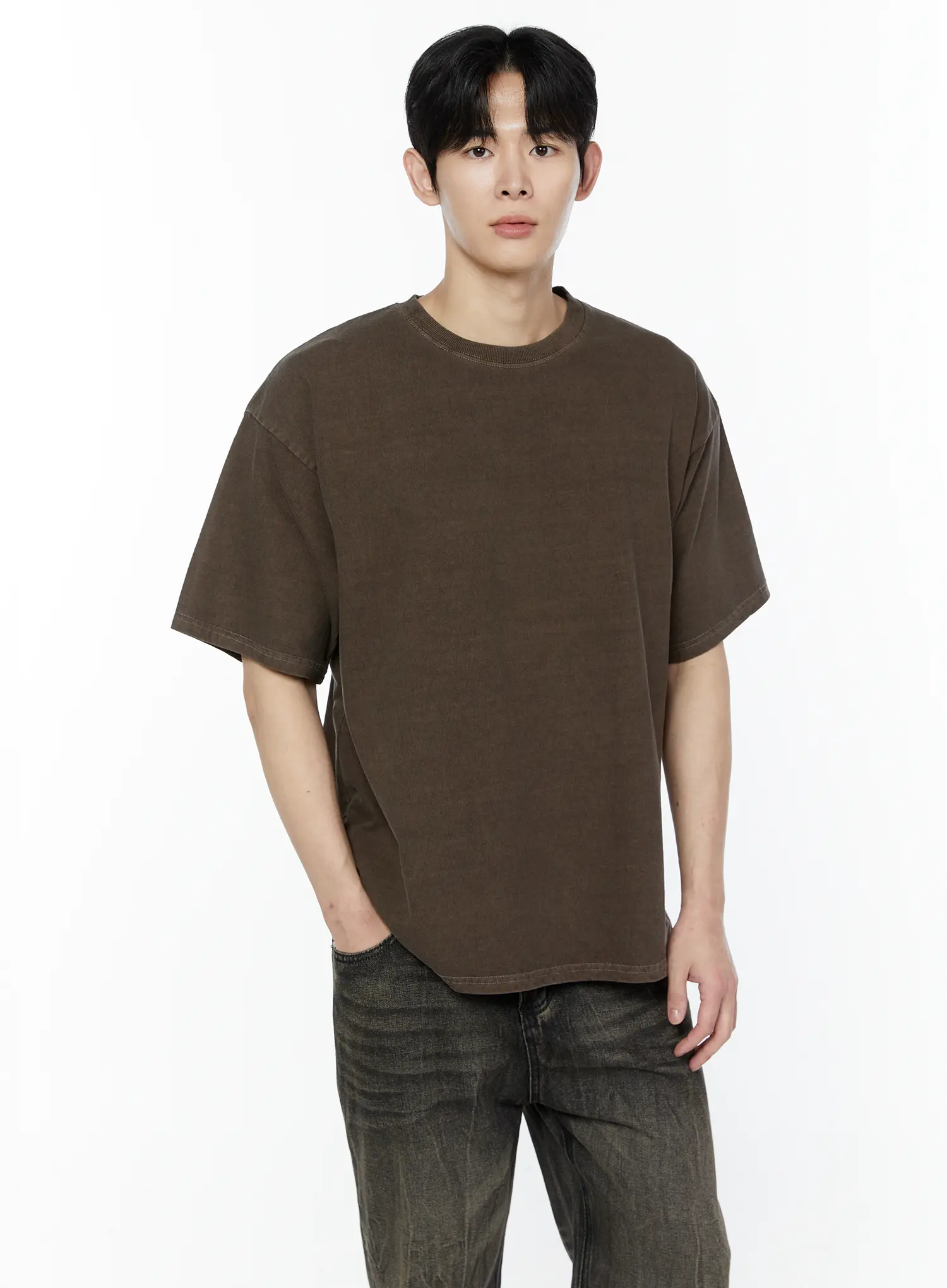 Men's Brown Basic T-Shirt IA530