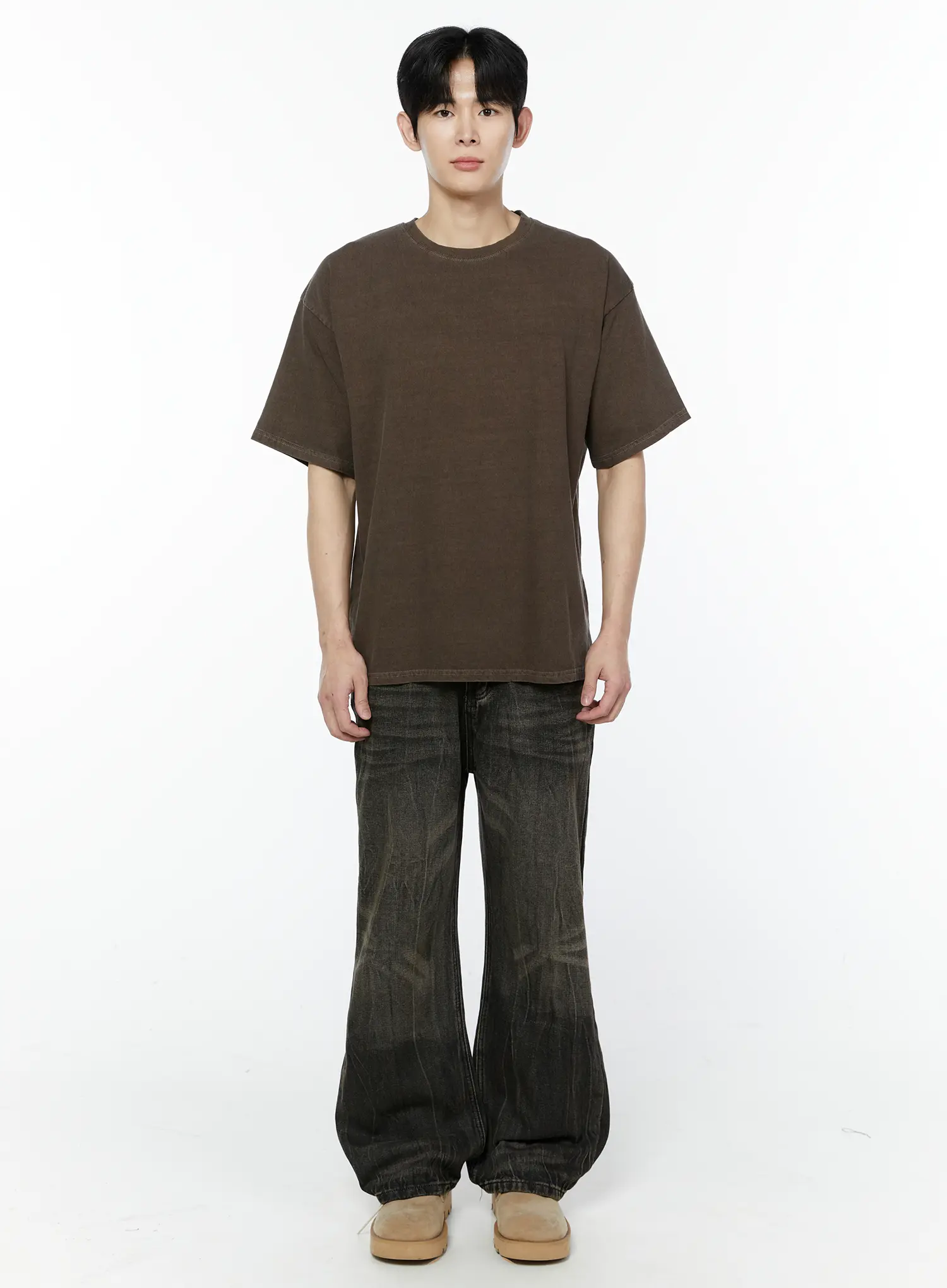 Men's Brown Basic T-Shirt IA530 - Image 3
