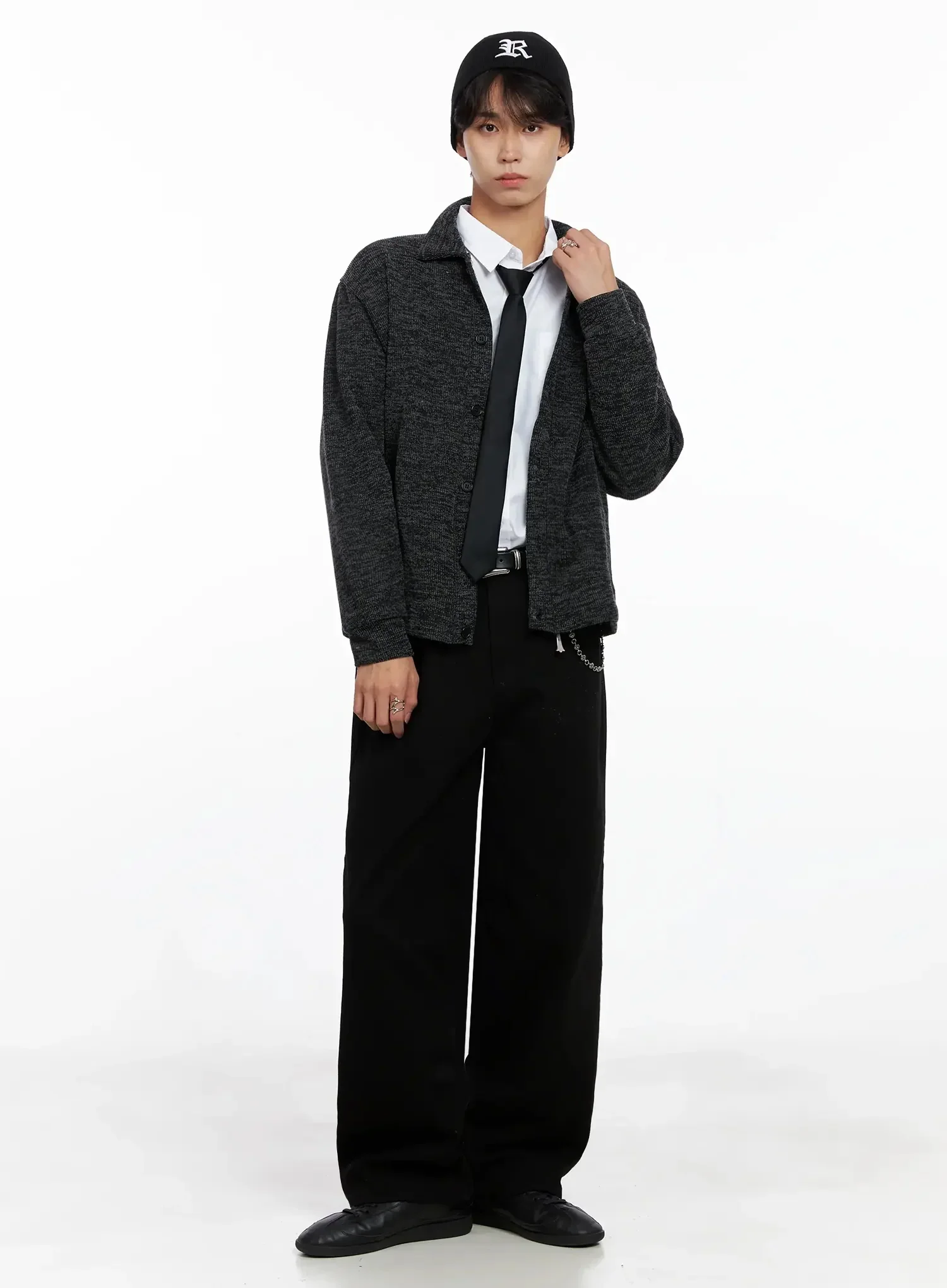 Men's Button-Up Collar Knit Cardigan IO517