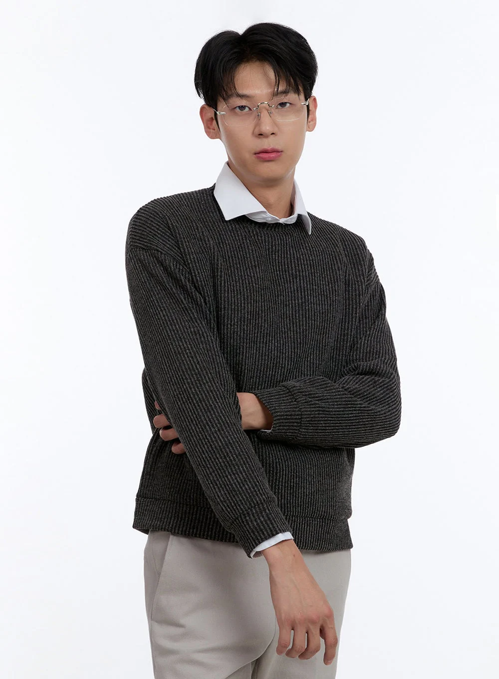 Men's Cable Knit Sweatshirt IG427 - Image 3