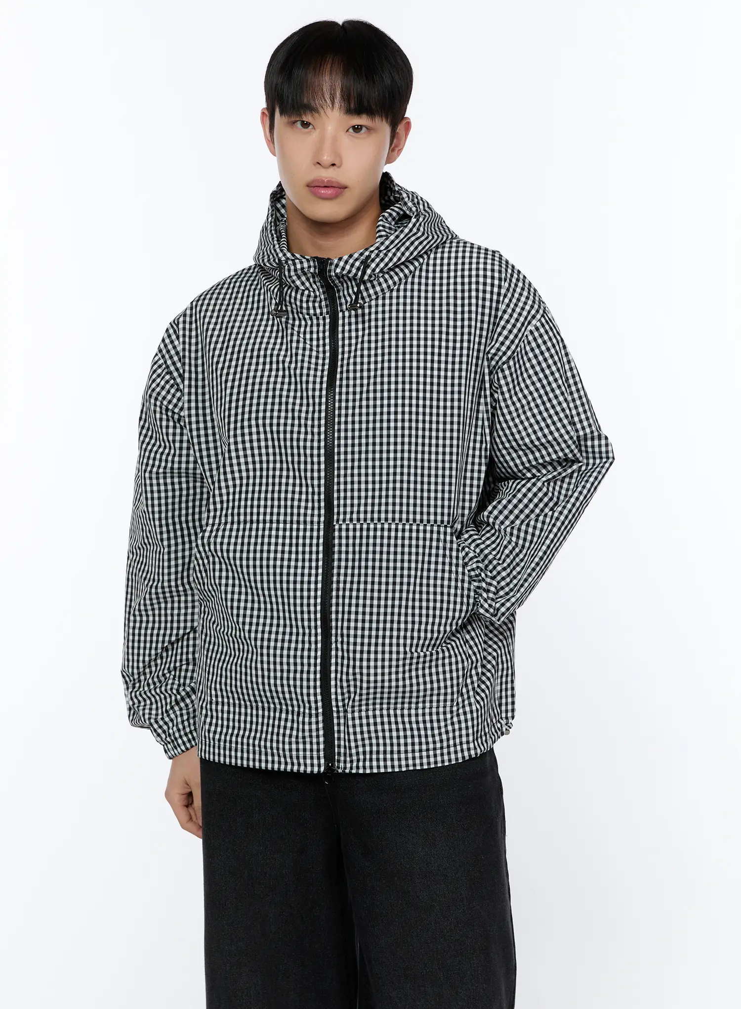 Men's Checkered Hooded Jacket IA520 - Image 6