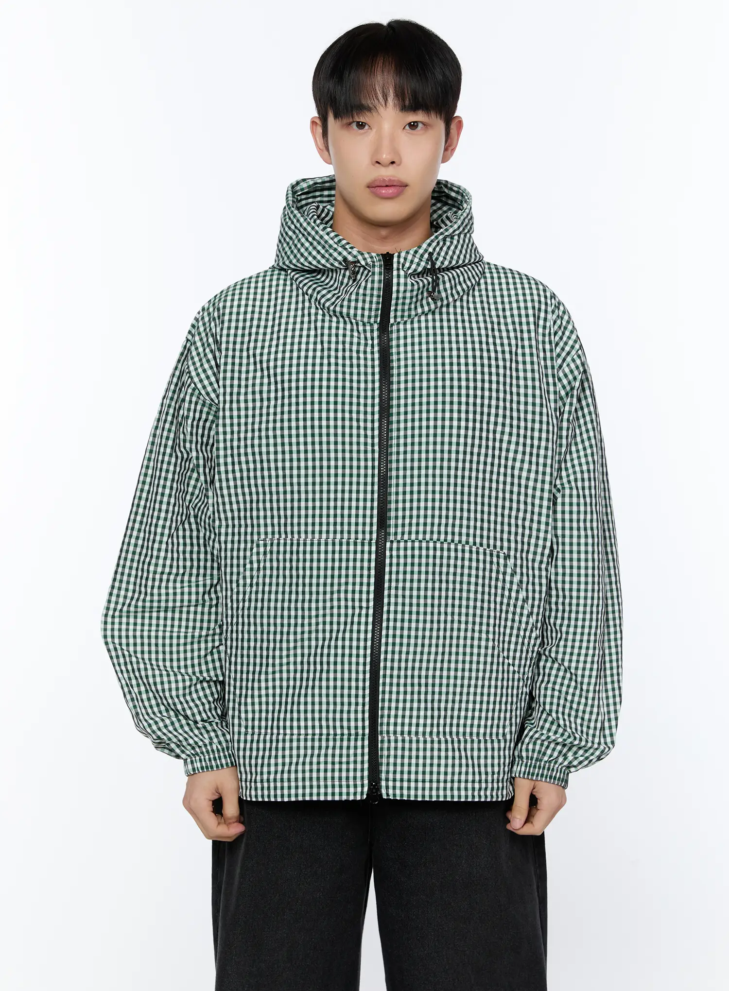 Men's Checkered Hooded Jacket IA520 - Image 9