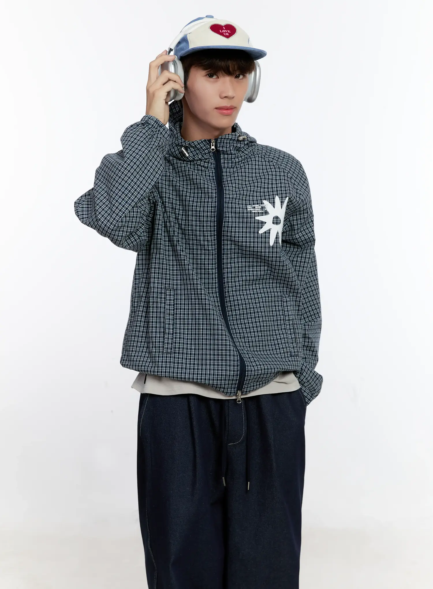Men's Checkered Windbreaker Jacket IS529