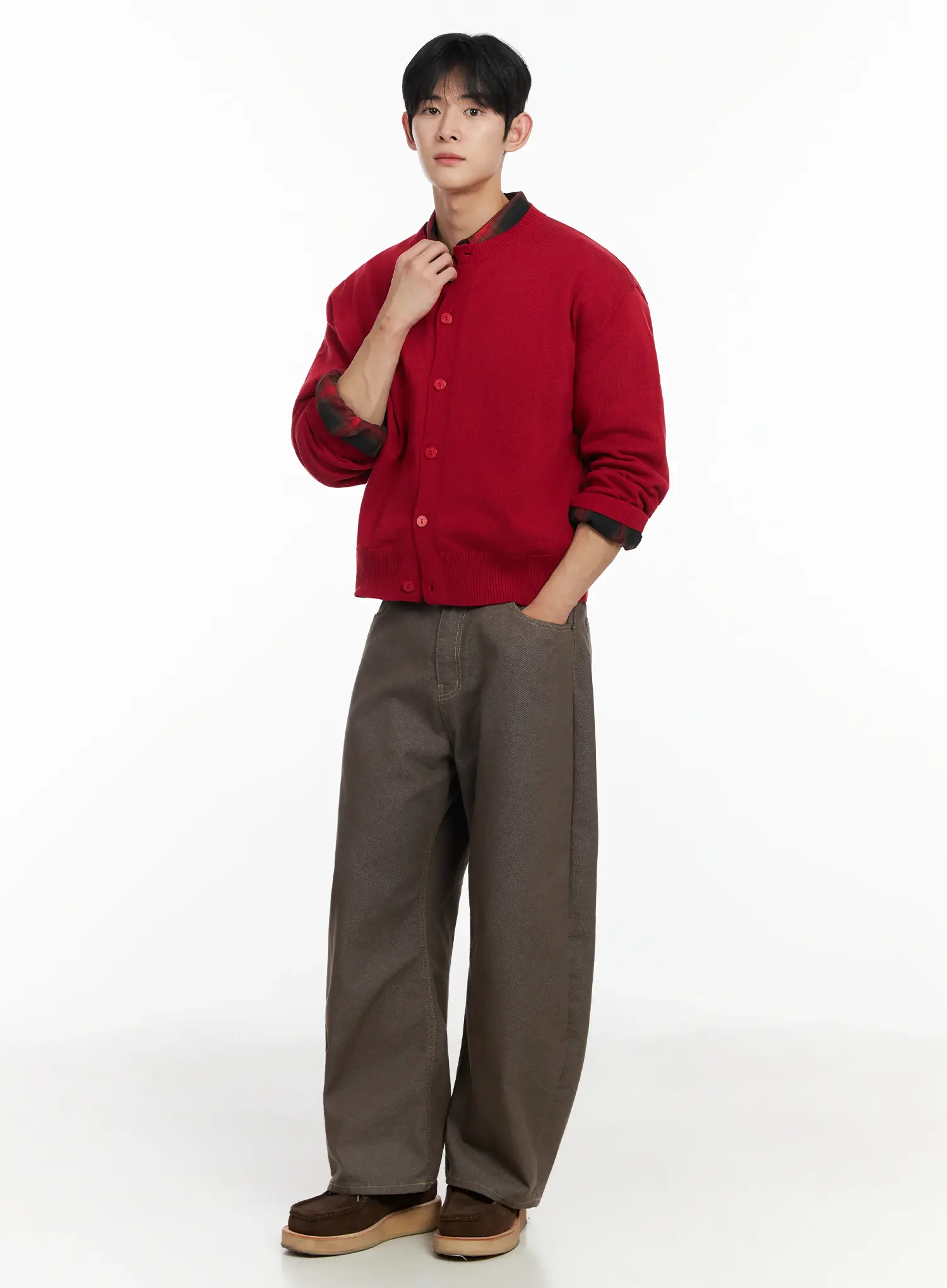 Men's Classic Button-Up Wool Cardigan IF516 - Image 3