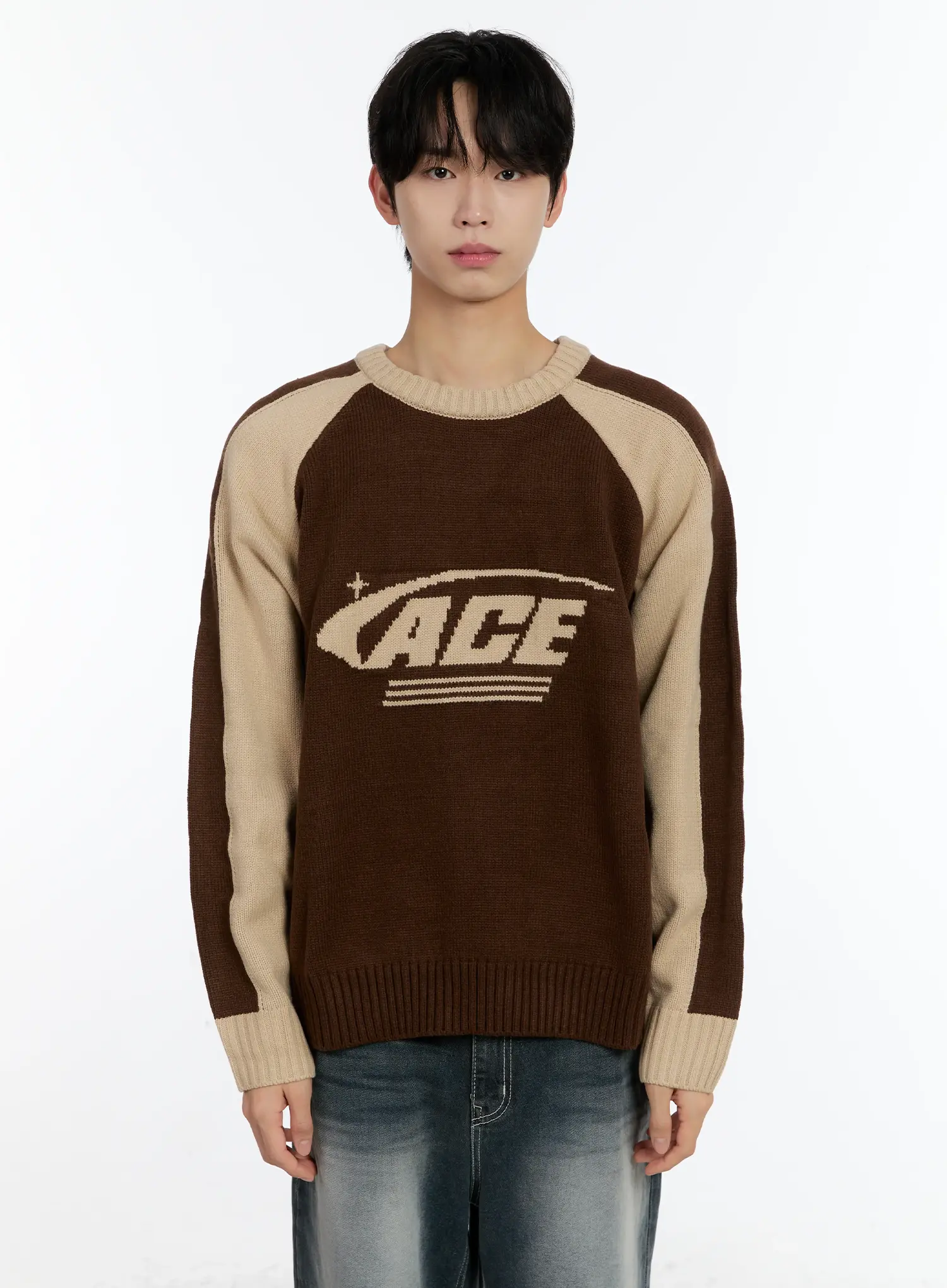 Men's Contrast Raglan Knit Pullover ID502 - Image 11