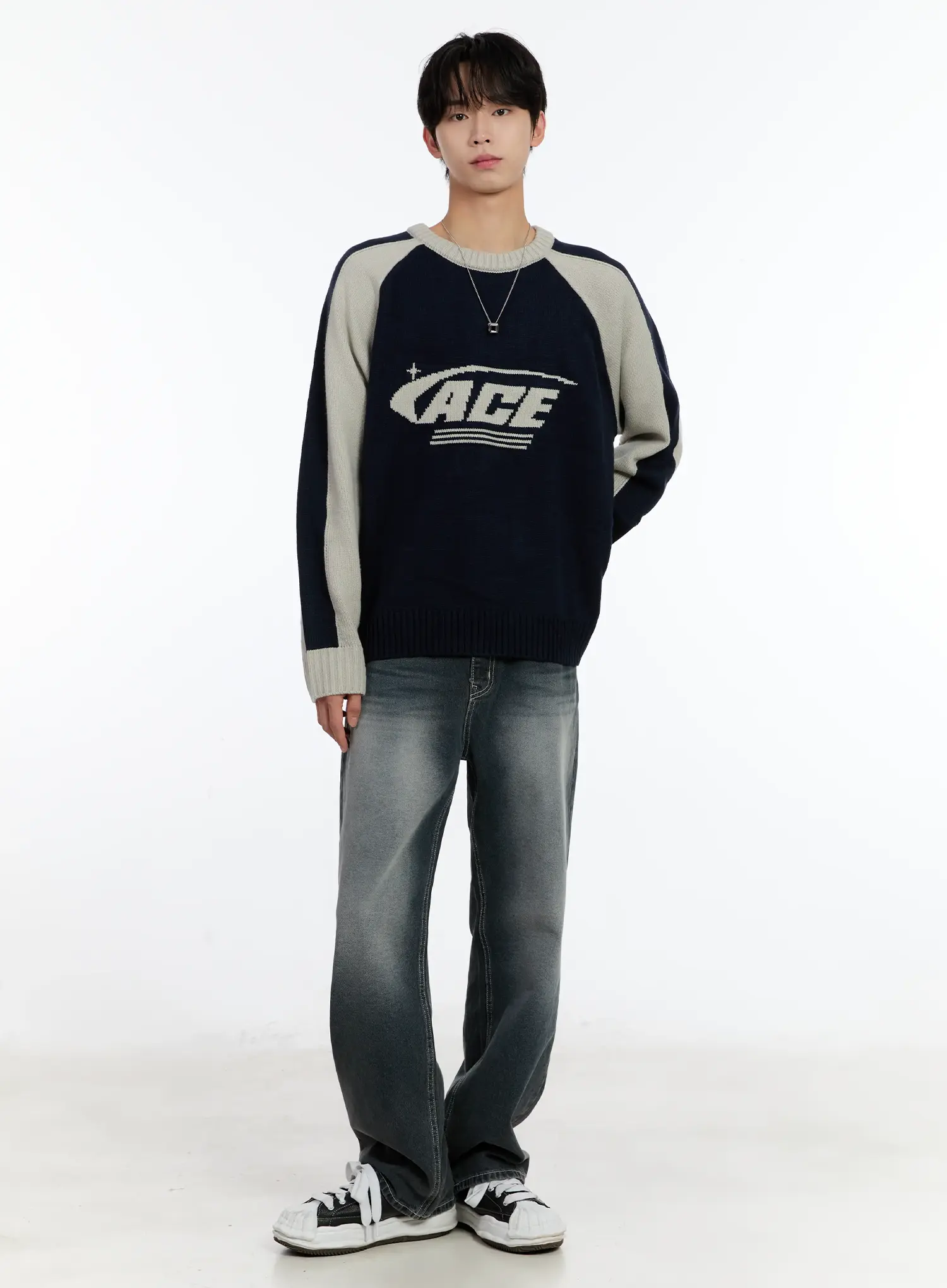 Men's Contrast Raglan Knit Pullover ID502 - Image 7