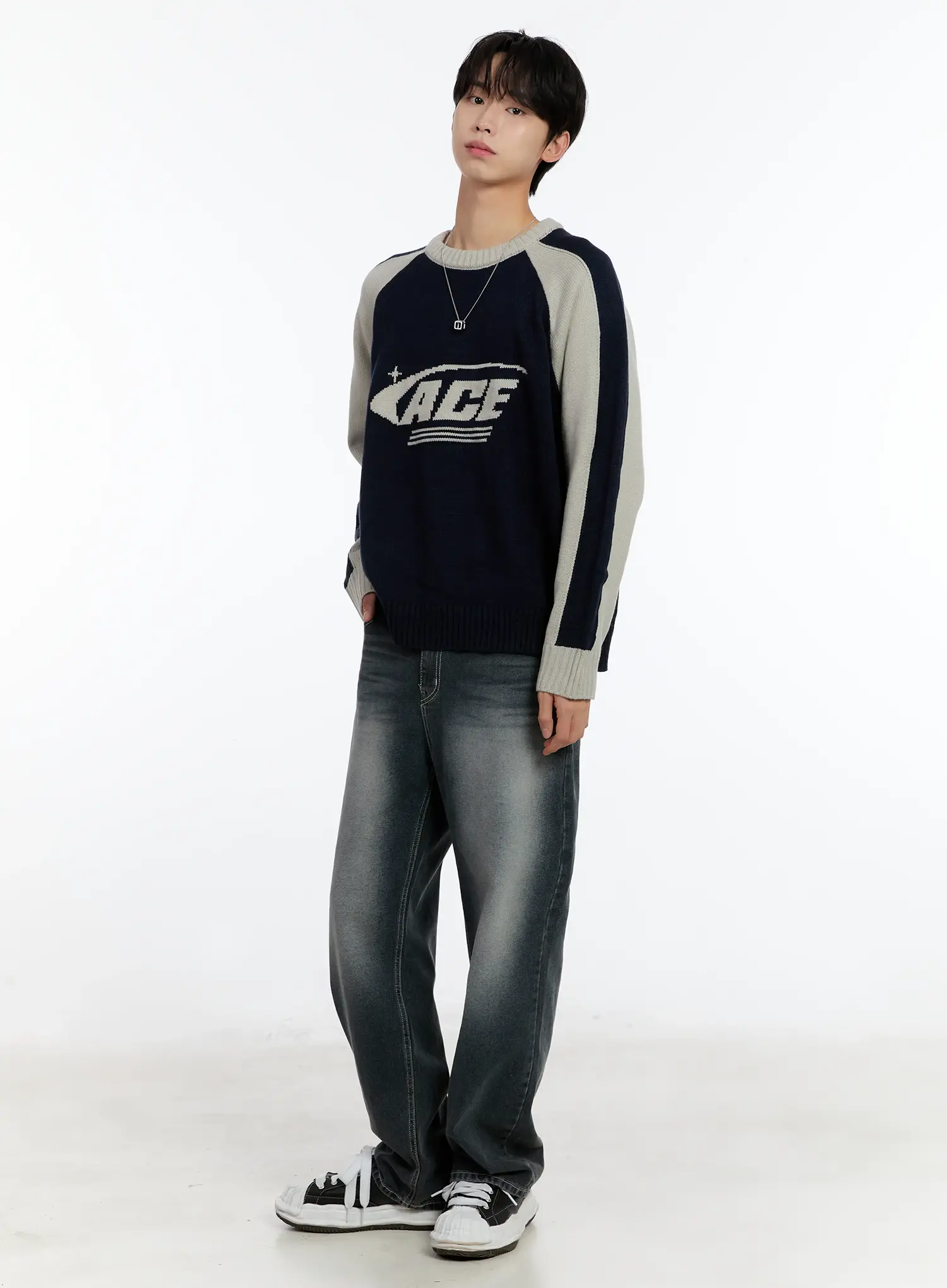 Men's Contrast Raglan Knit Pullover ID502 - Image 8