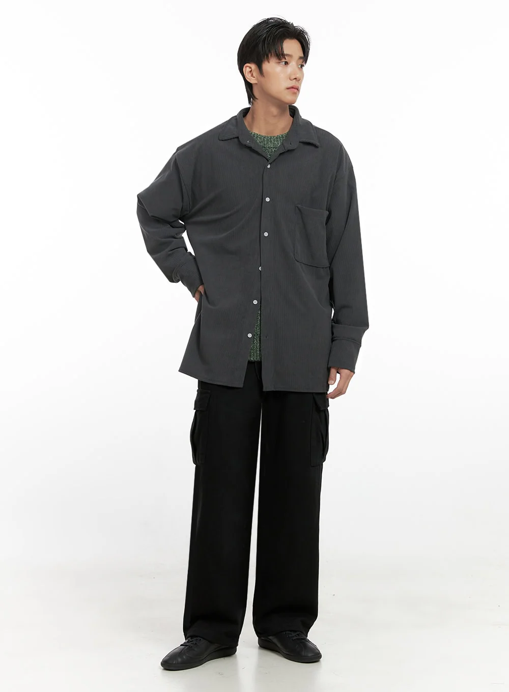 Men's Corduroy Collared Button-Up Shirt ID413 - Image 6