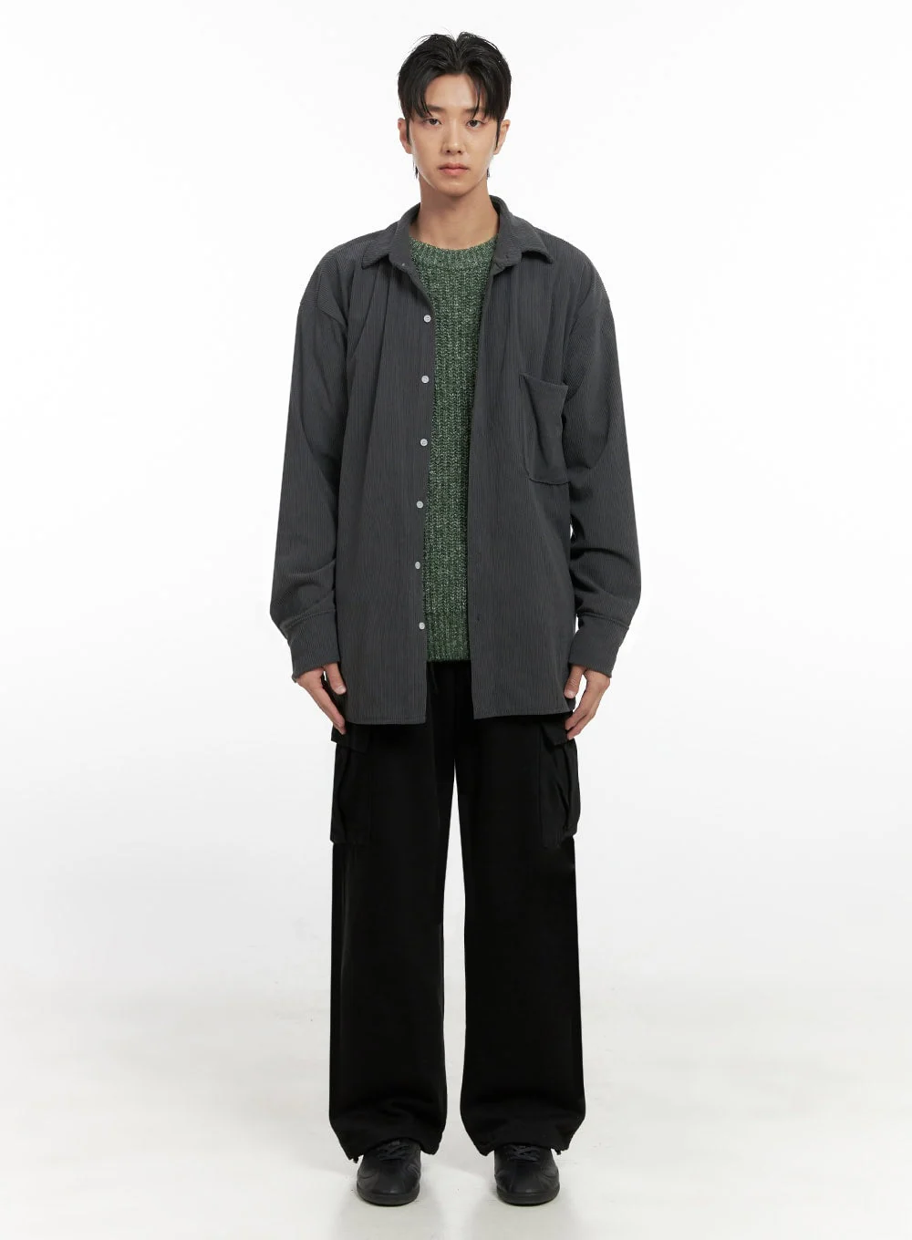 Men's Corduroy Collared Button-Up Shirt ID413 - Image 7