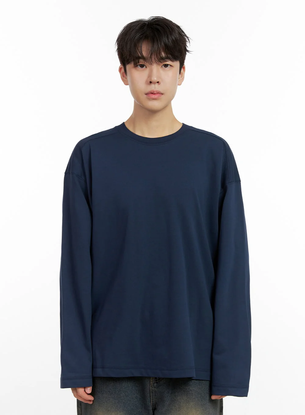 Men's Cozy Cotton Long Sleeve Oversize Tee IN422 - Image 11