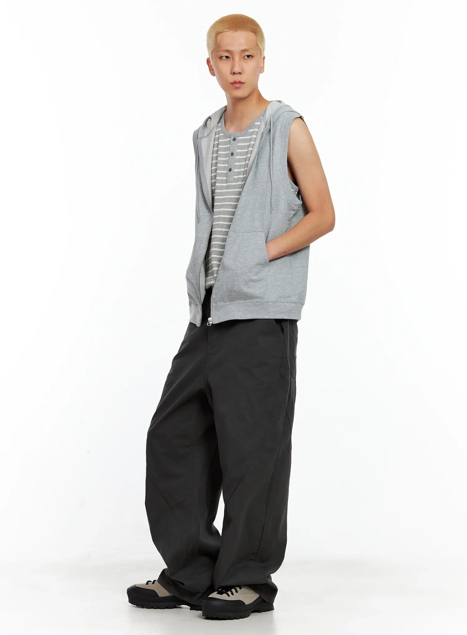 Men's Curved Seam Wide Cotton Pants IL511 - Image 13