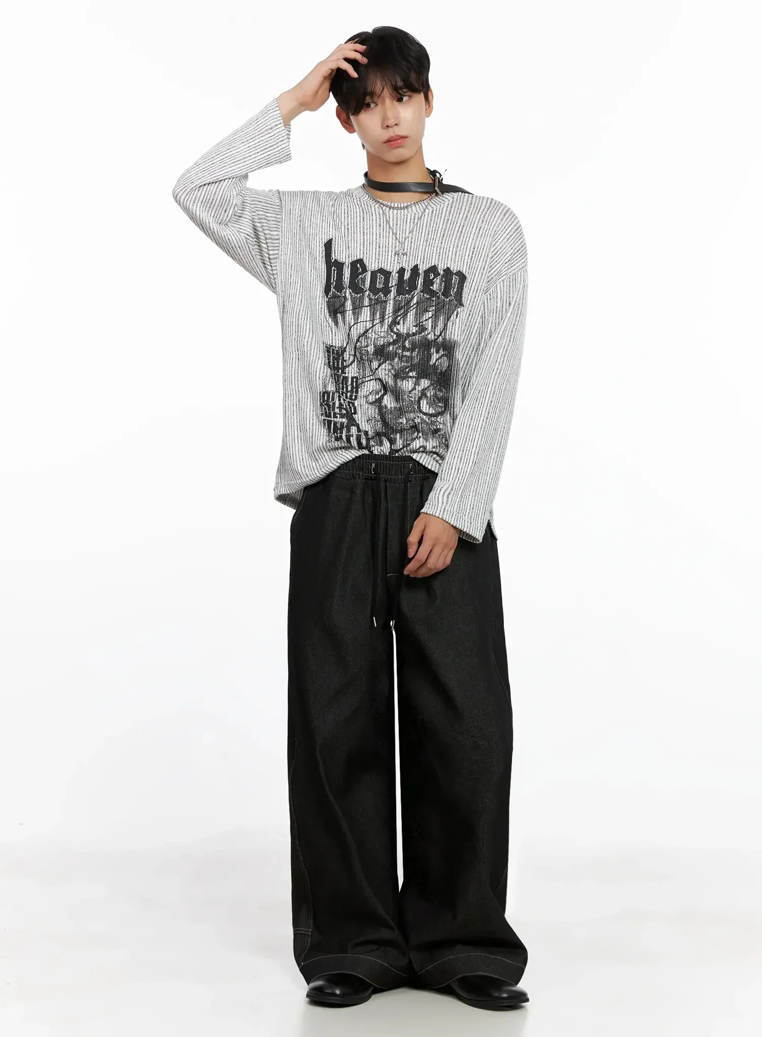 Men's Dark Denim Wide Pants IO516