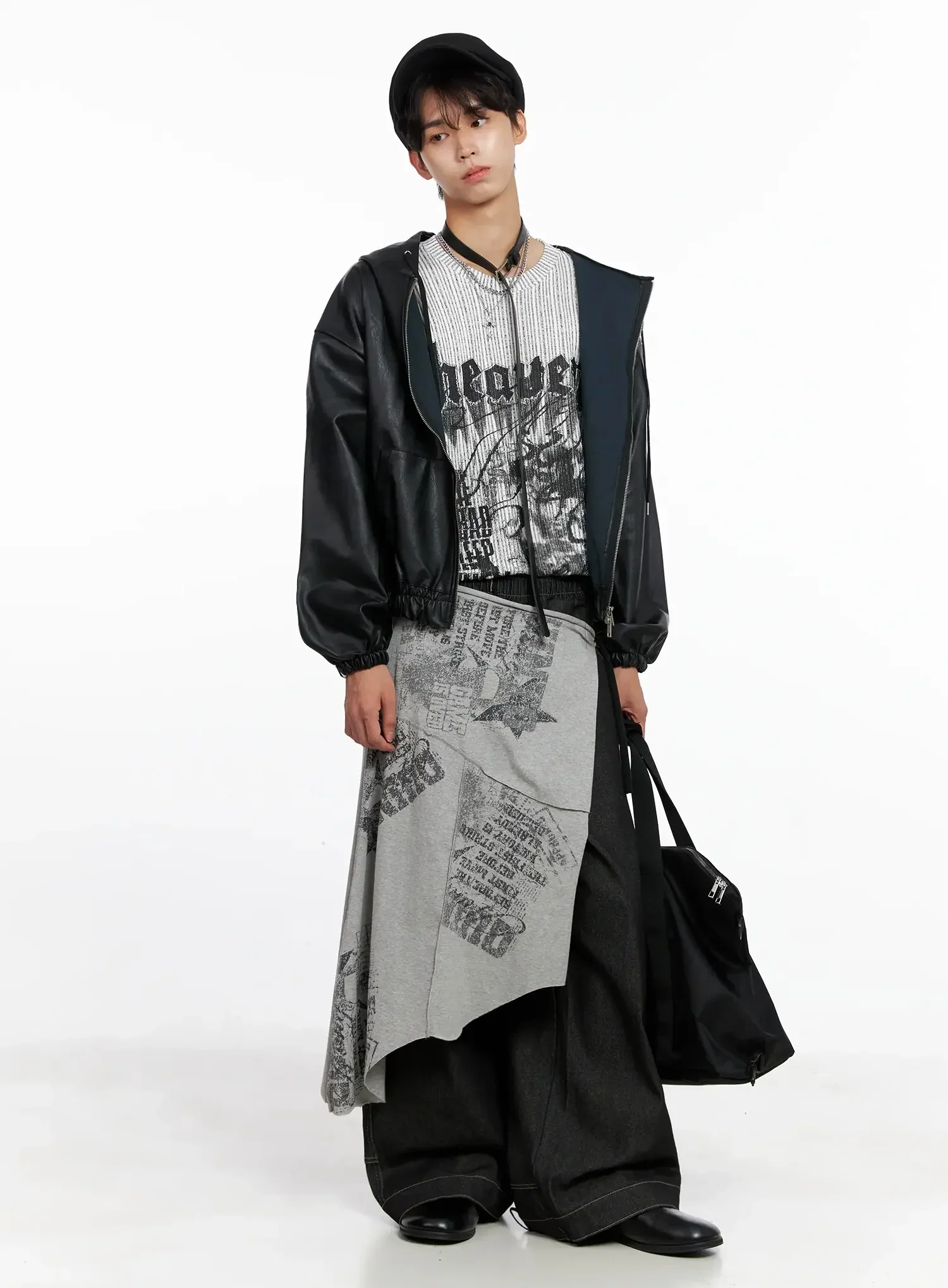Men's Dark Denim Wide Pants IO516 - Image 15