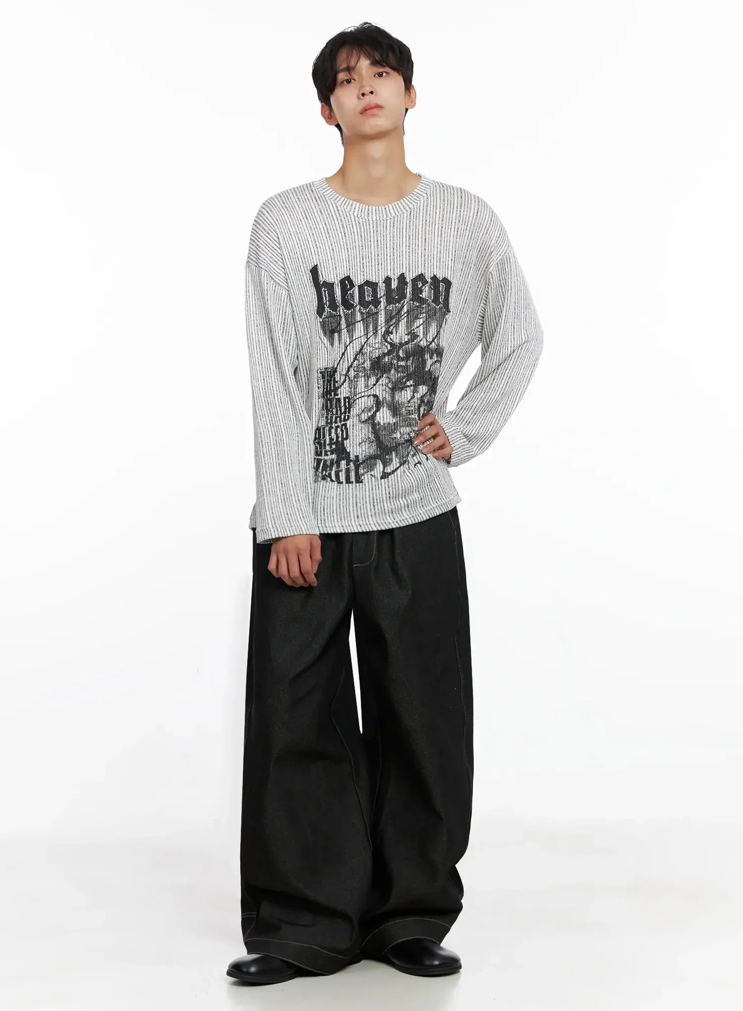 Men's Dark Denim Wide Pants IO516 - Image 8