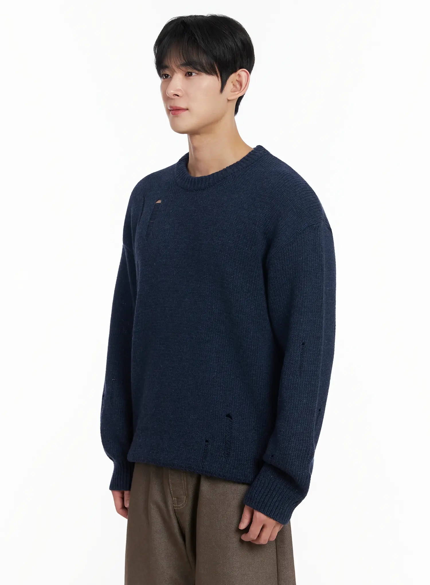 Men's Distressed Wool Sweater IF516 - Image 4