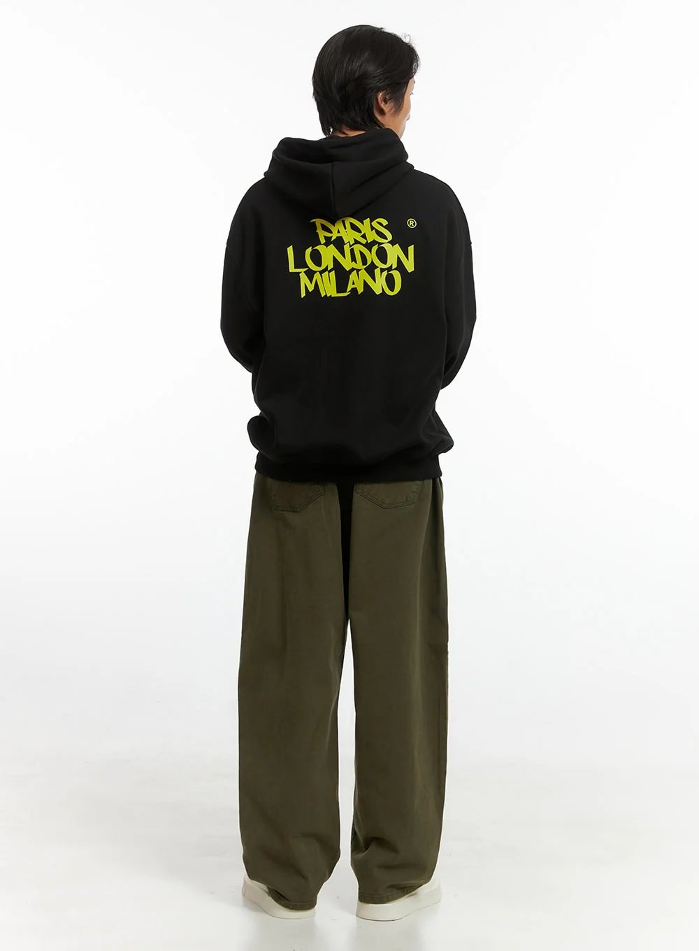 Men's Embroidered Oversized Hoodie (Black) IO417 - Image 9