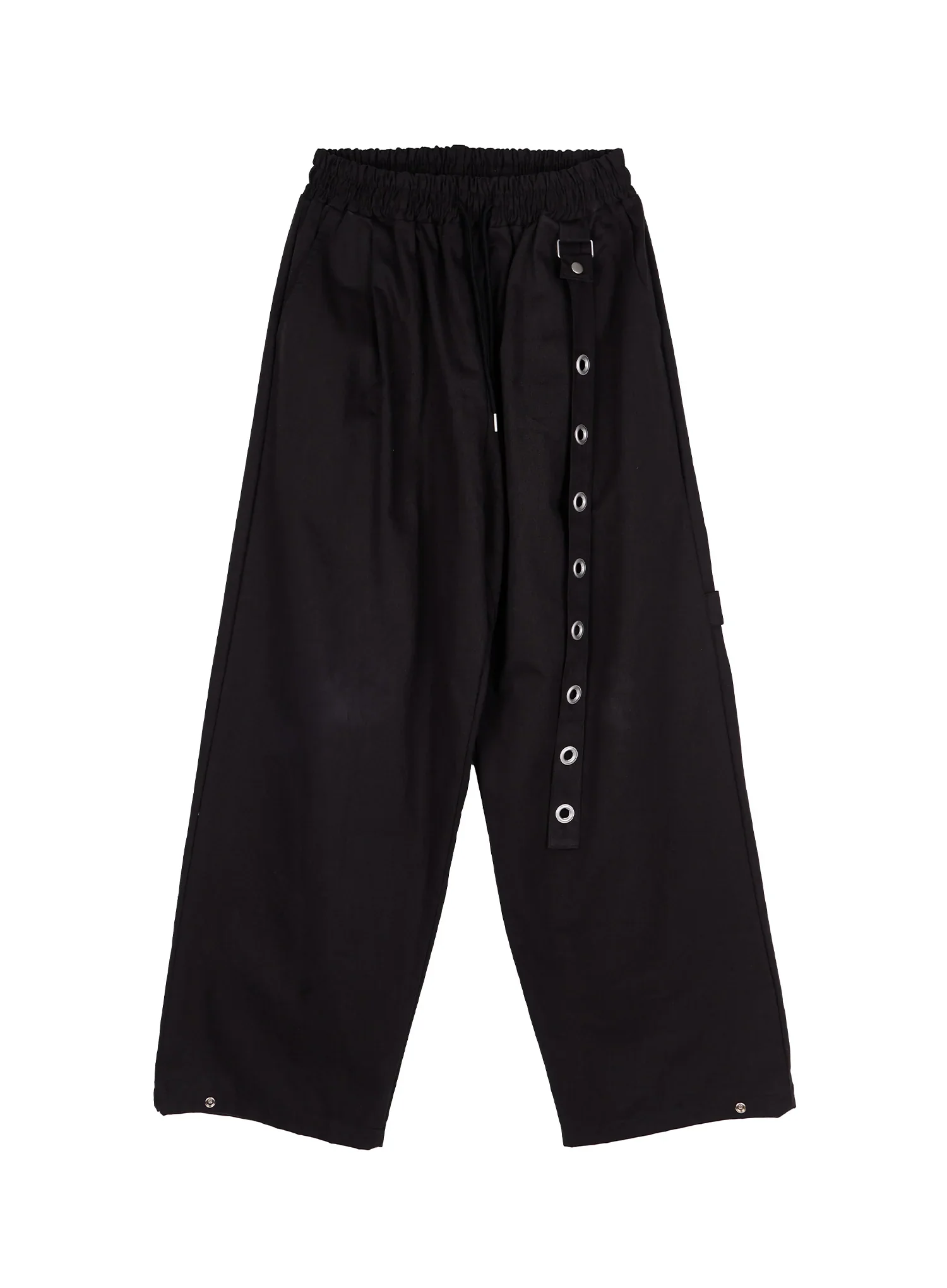 Men's Eyelet Detail Wide-Leg Pants IY508 (Black) - Image 2