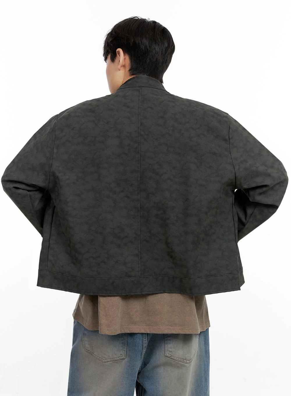 Men's Faux Leather Buttoned Coat IN422 - Image 5