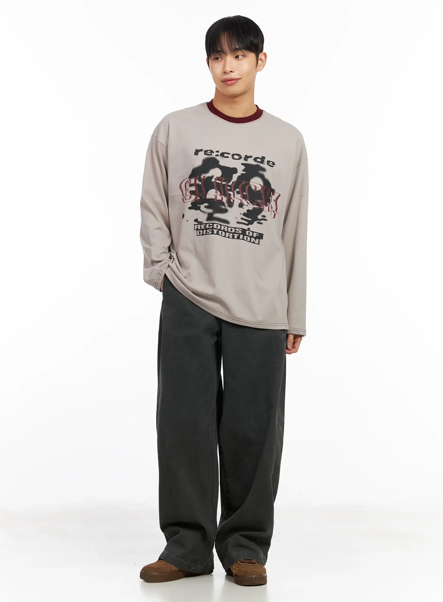 Men's Glitch Graphic Long Sleeve Top IM516 - Image 2