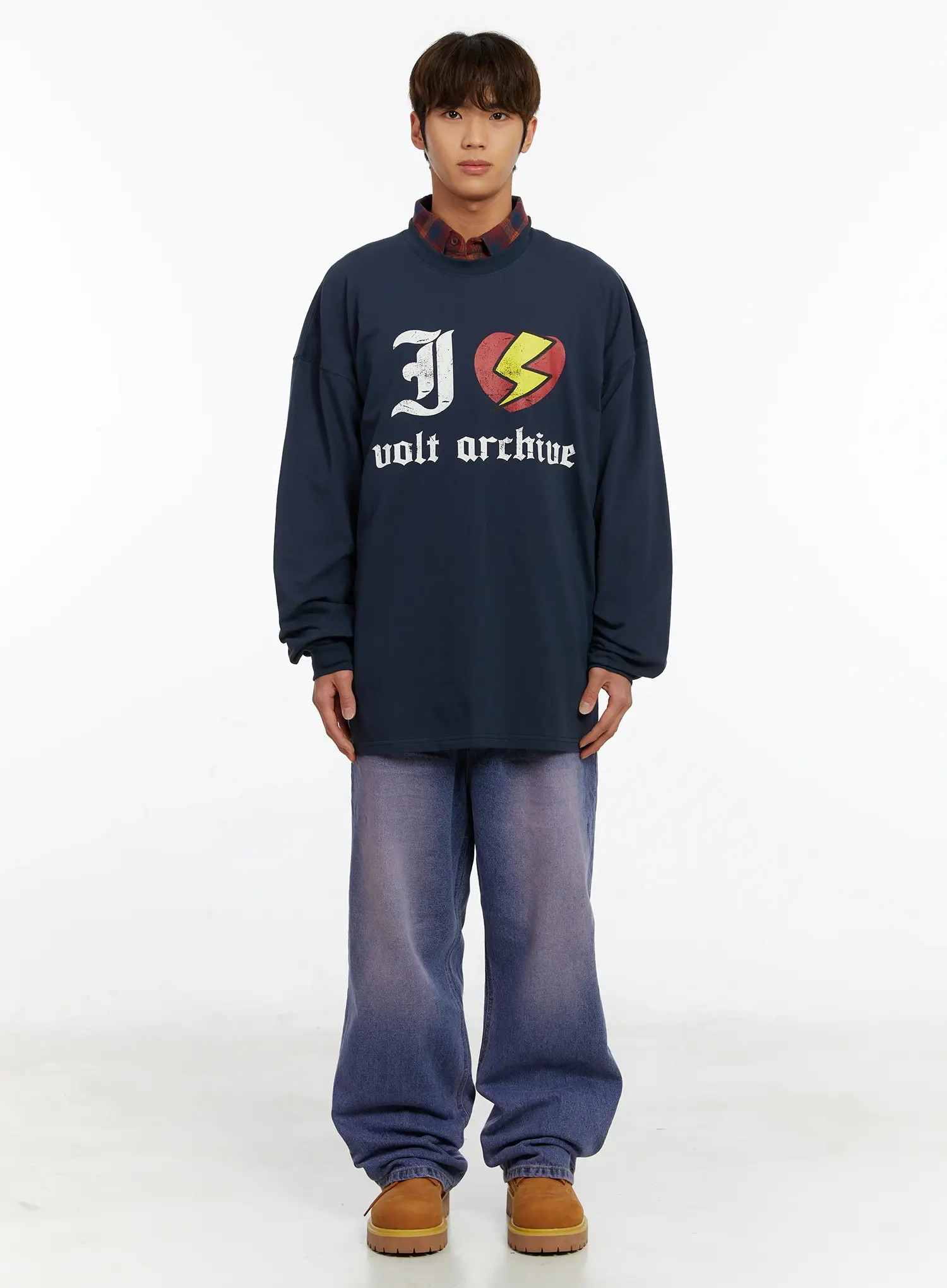Men's Graphic Bold Oversized Long Sleeve Shirt ID523 - Image 3