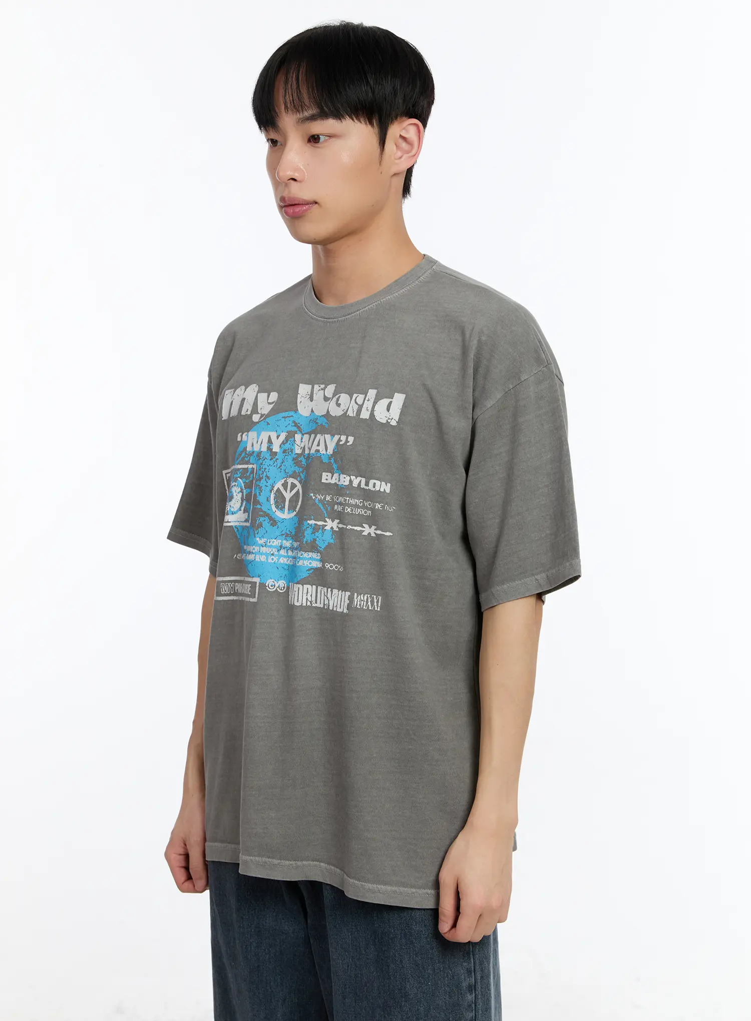 Men's Graphic Lettering T-Shirt IA508 - Image 4