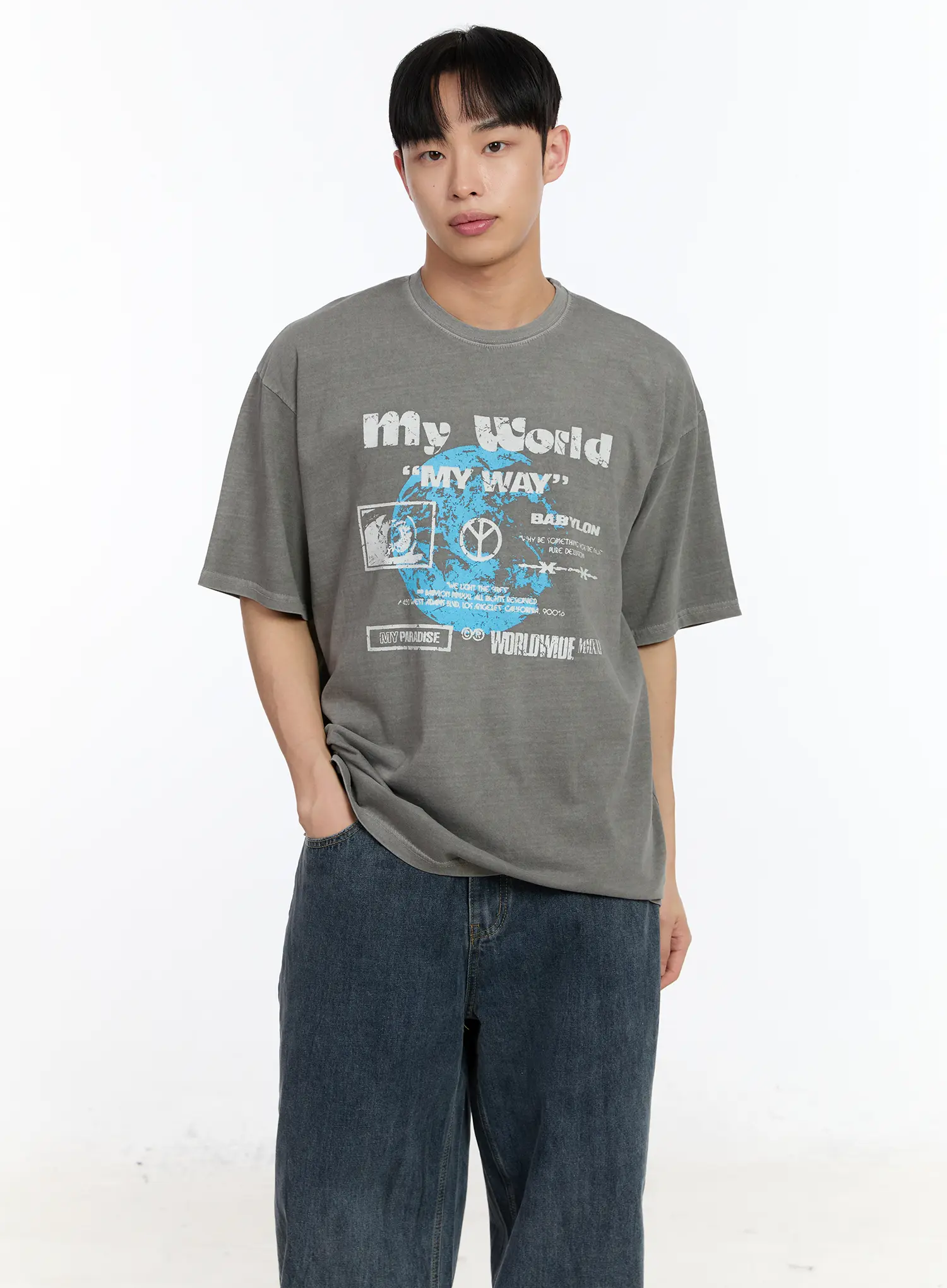 Men's Graphic Lettering T-Shirt IA508 - Image 6