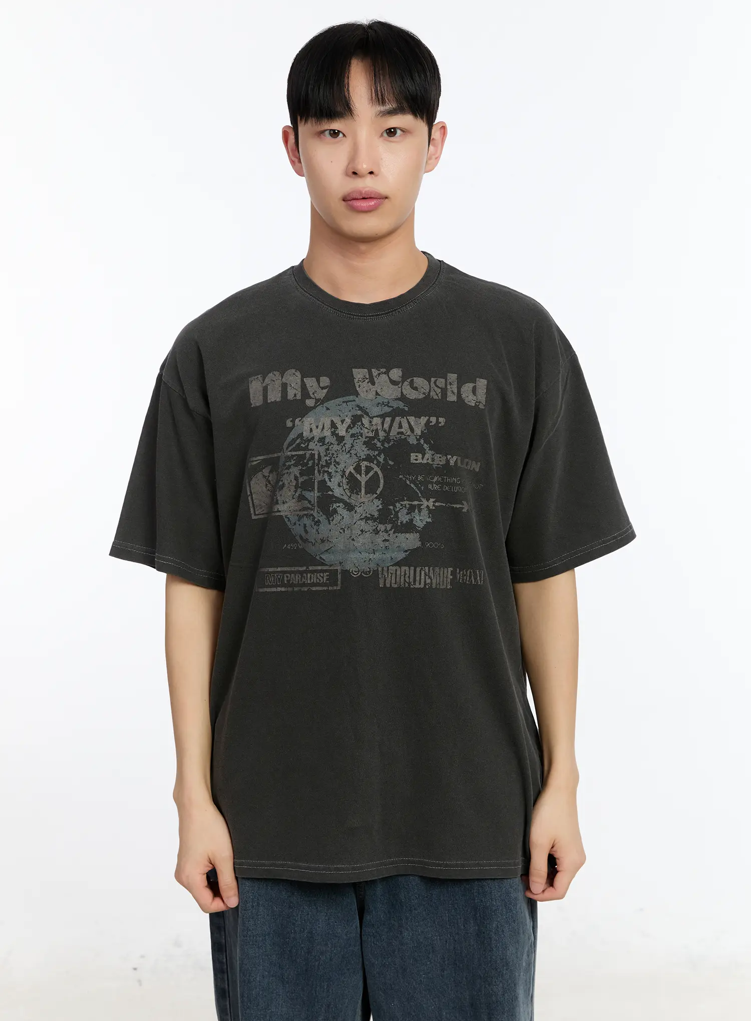 Men's Graphic Lettering T-Shirt IA508 - Image 9