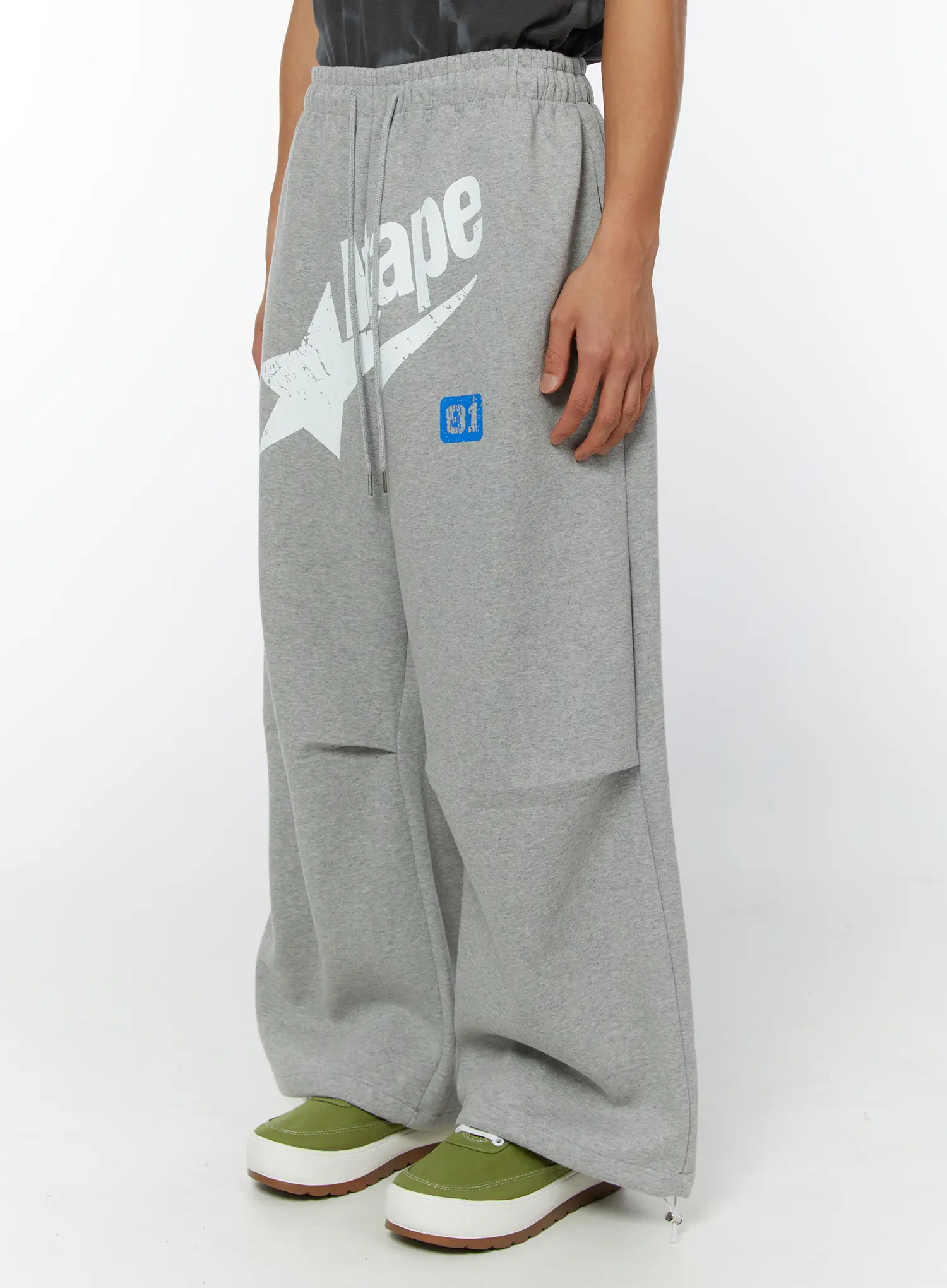 Men's Graphic Parachute String Sweatpants (Gray) IY513 - Image 3