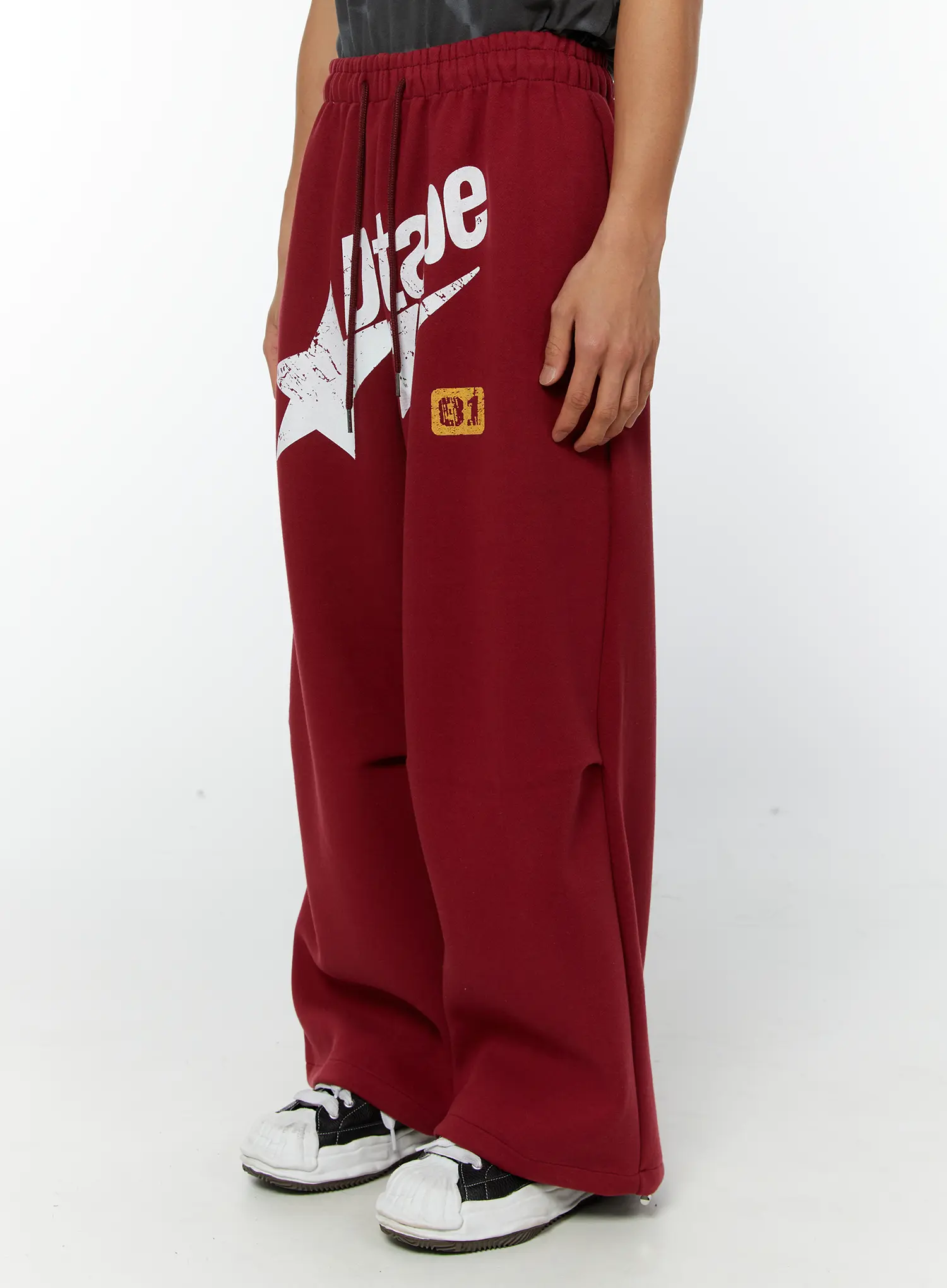 Men's Graphic Parachute String Sweatpants (Red) IY513 - Image 3