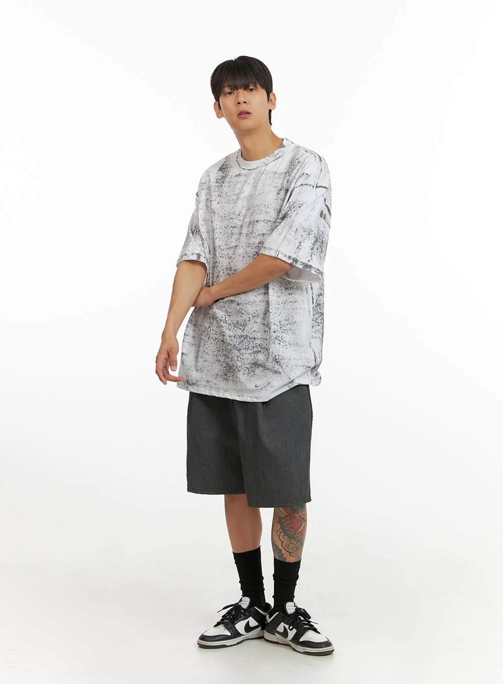 Men's Graphic Round Neck Oversized Top IU418 - Image 6