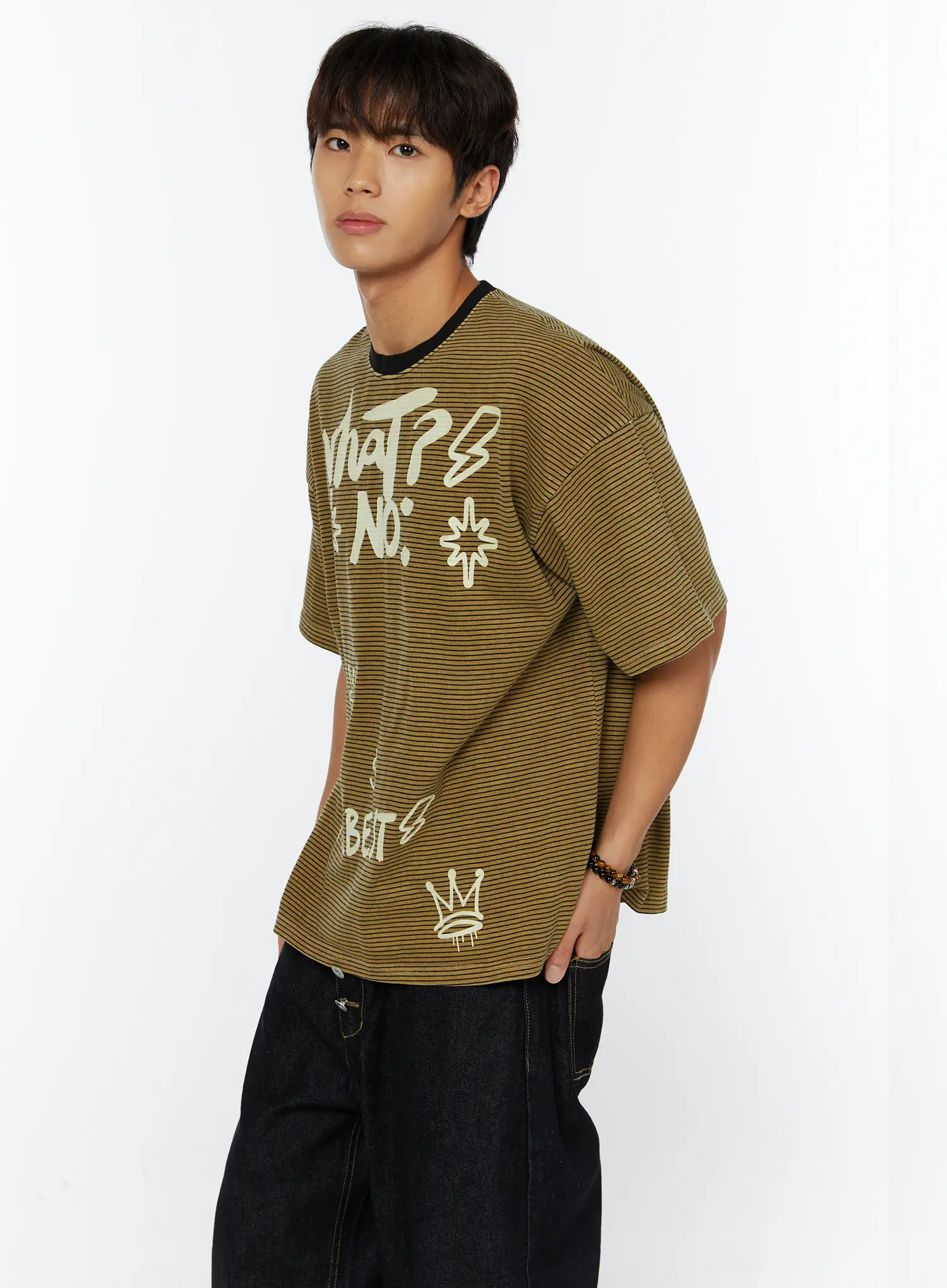 Men's Graphic Striped T-Shirt IY508 - Image 7