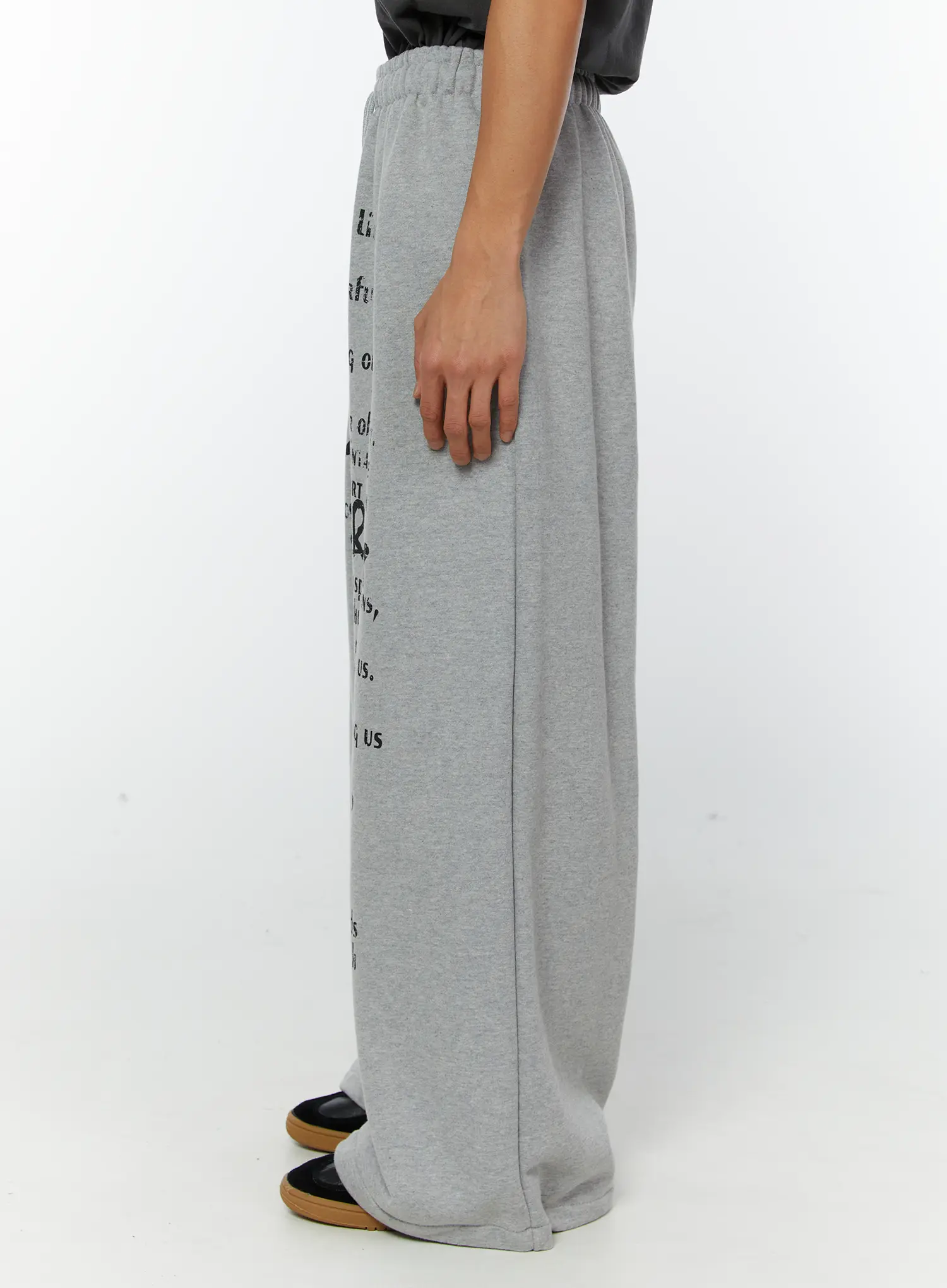 Men's Graphic Wide Leg Sweatpants (Gray) IY513 - Image 4