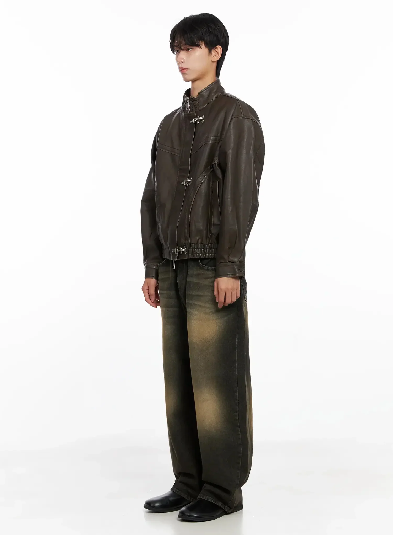 Men's Hook Faux Leather Jacket IO516 - Image 5