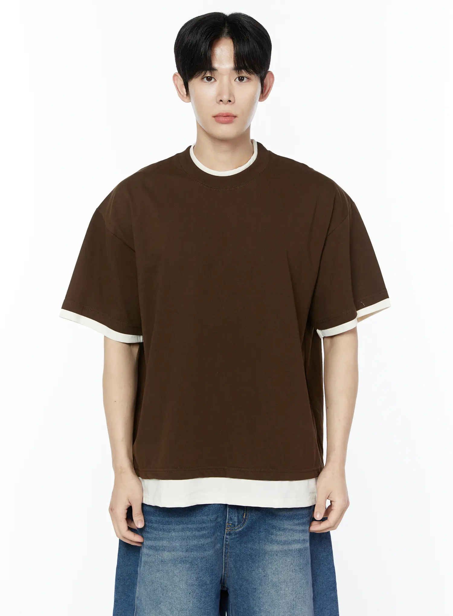 Men's Layered Oversized T-Shirt IA527 - Image 11