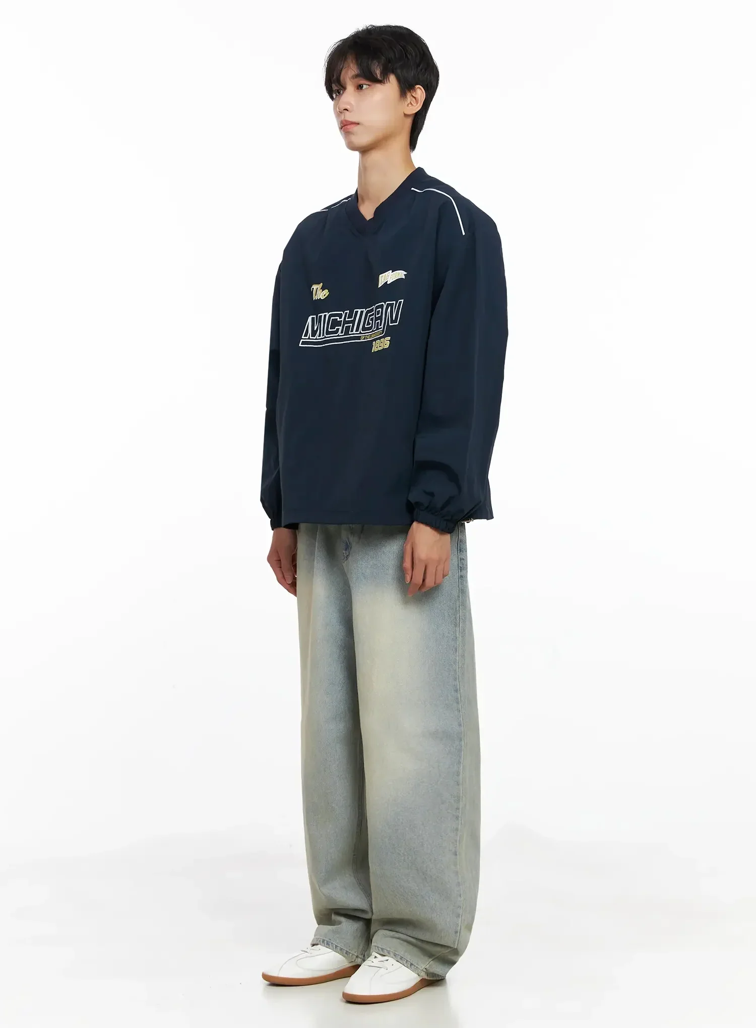 Men's Light Fade Wide-Leg Jeans IO516 - Image 10