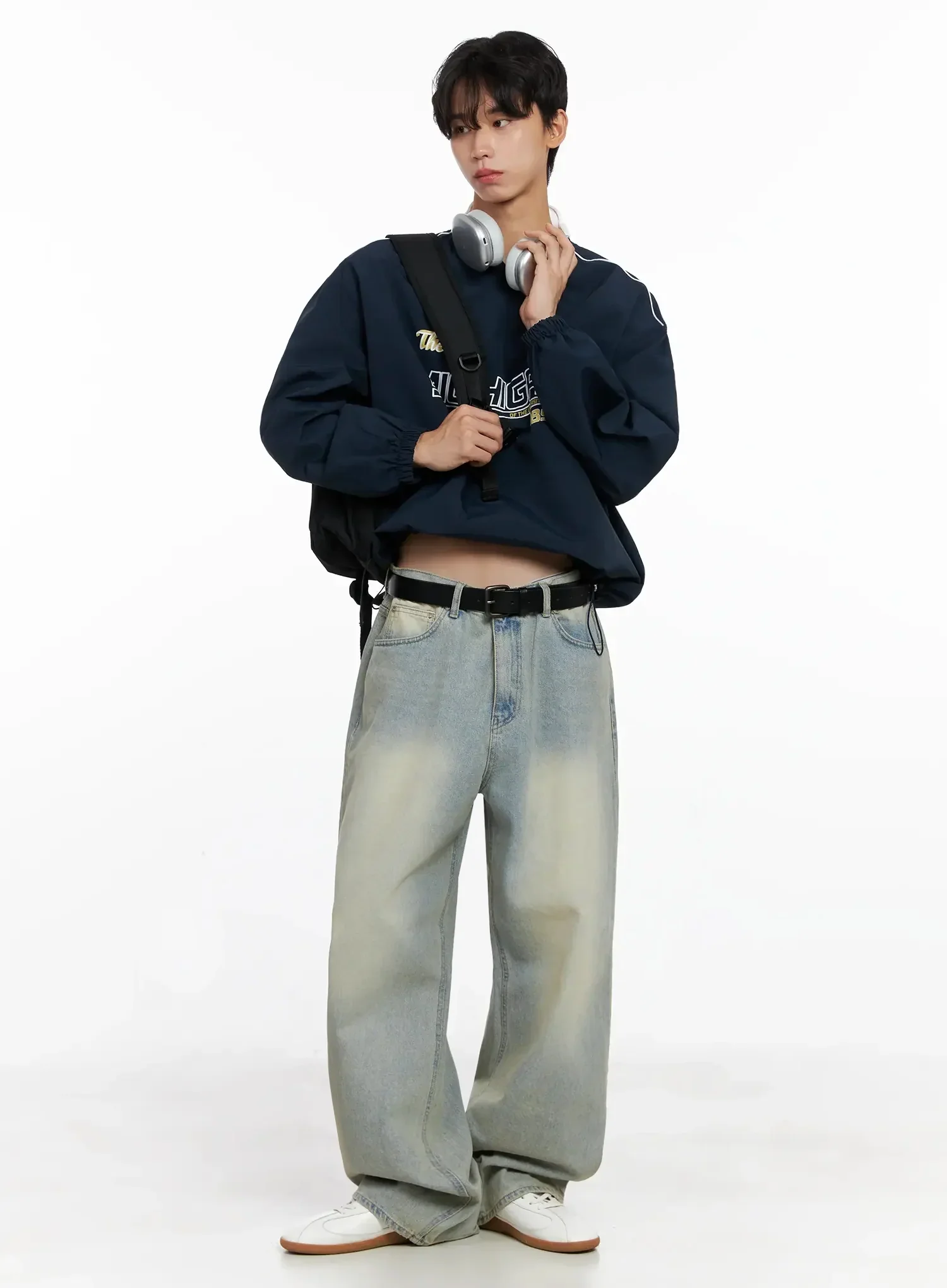 Men's Light Fade Wide-Leg Jeans IO516 - Image 14