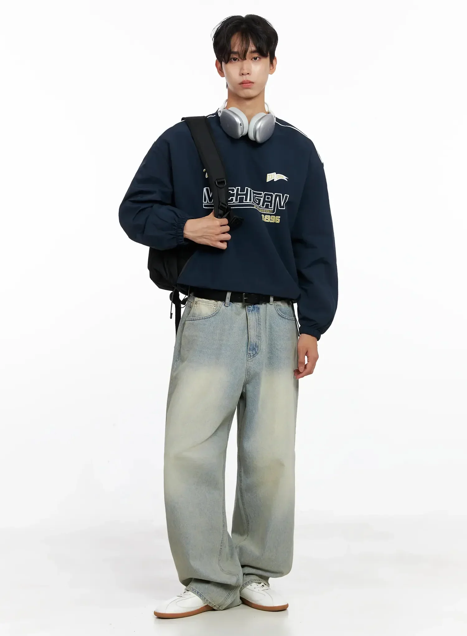 Men's Light Fade Wide-Leg Jeans IO516 - Image 15