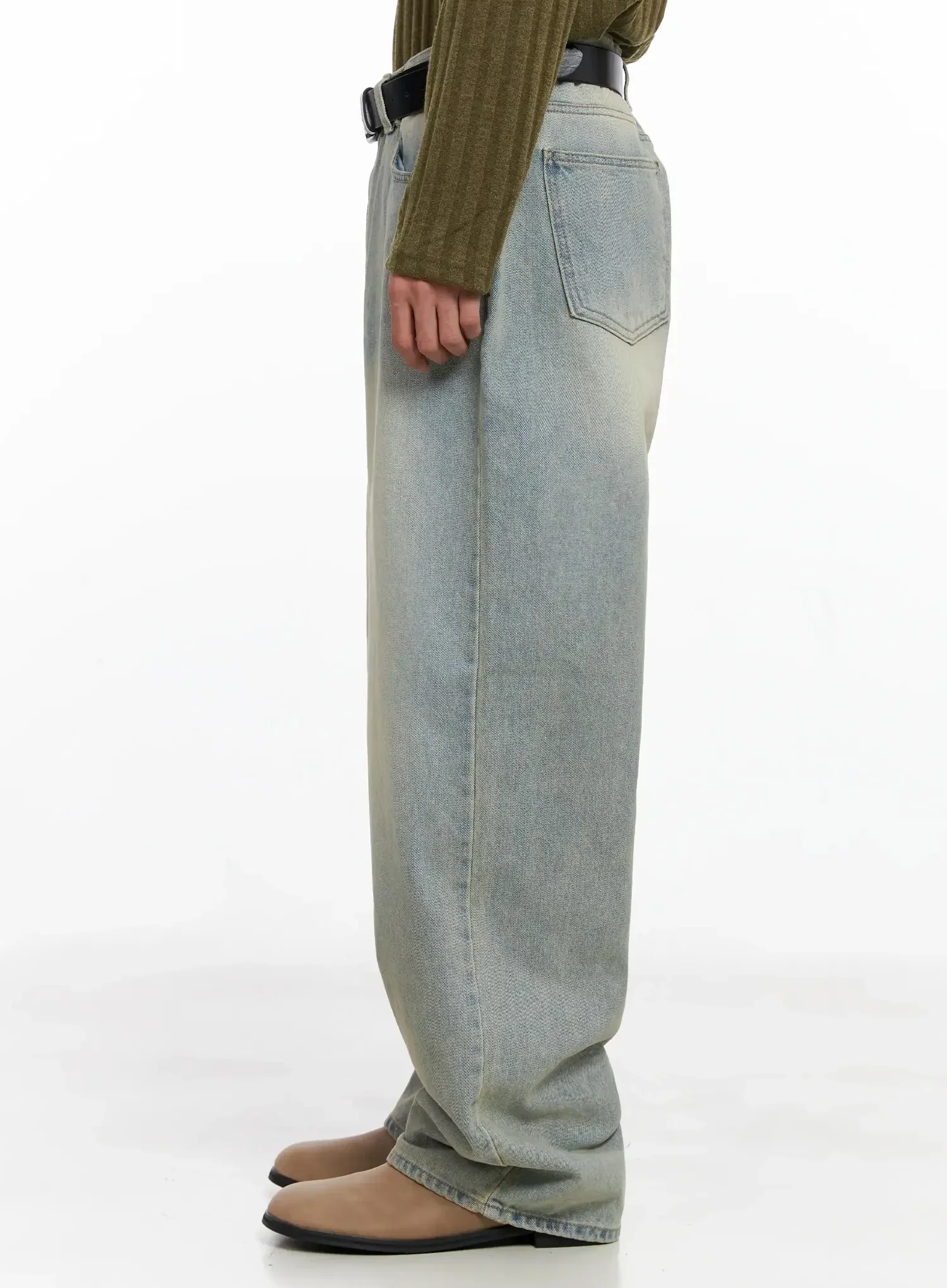 Men's Light Fade Wide-Leg Jeans IO516 - Image 7