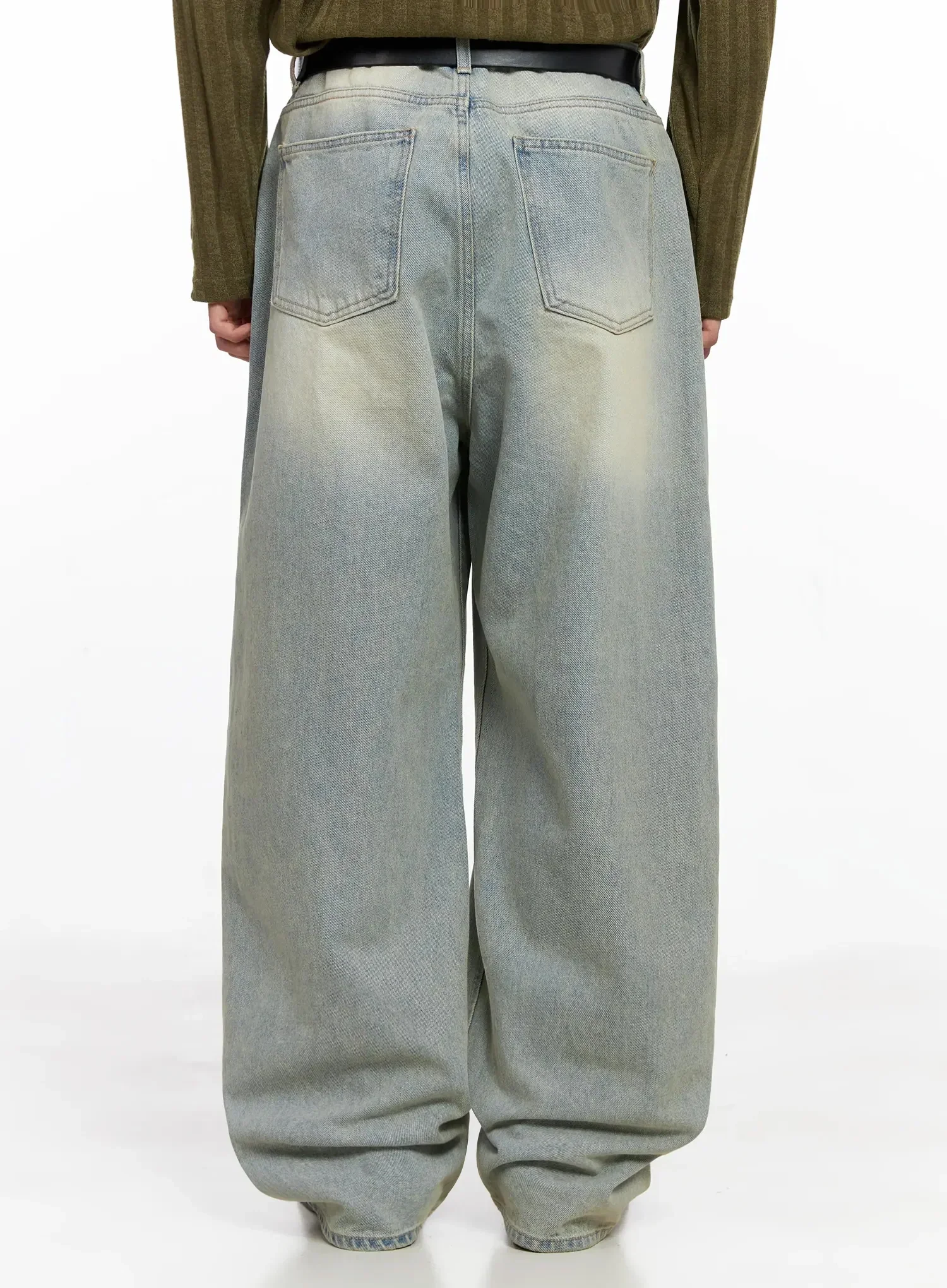 Men's Light Fade Wide-Leg Jeans IO516 - Image 8