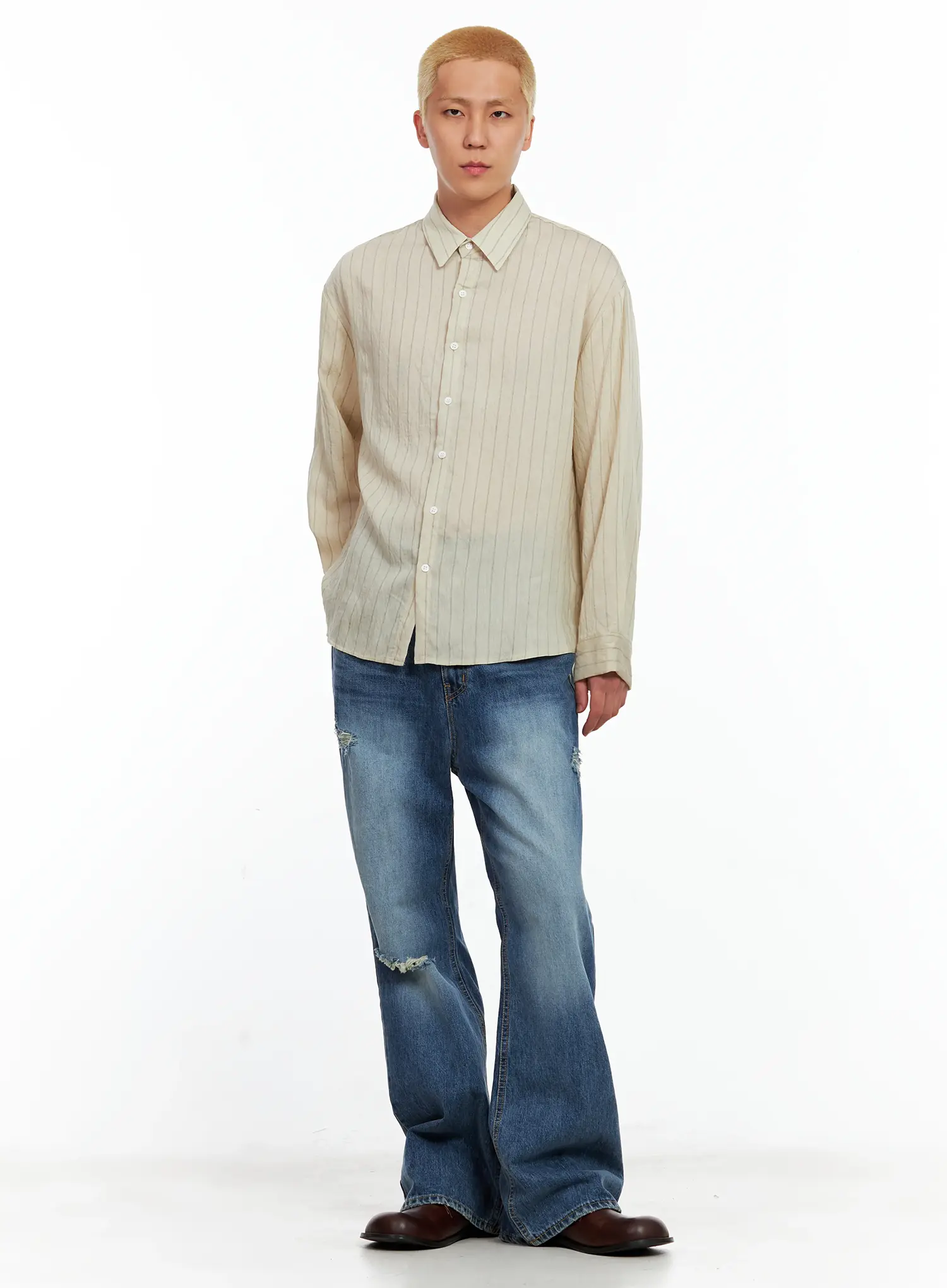 Men's Linen Button-Up Shirt IL514 - Image 10