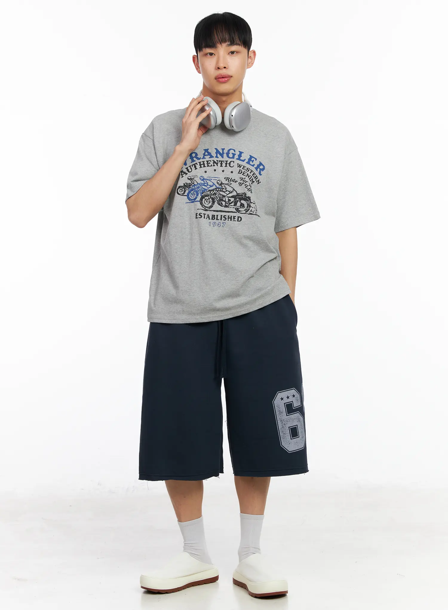 Men's Logo Print Bermuda Sweat Shorts IA502 - Image 13