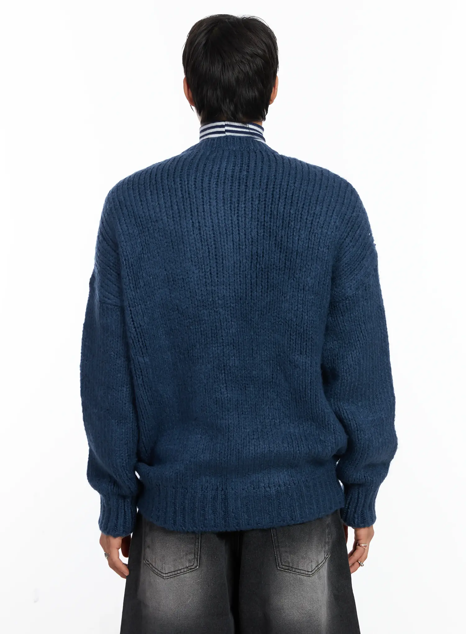 Men's Loose Fit Knit Cardigan IF503 - Image 5