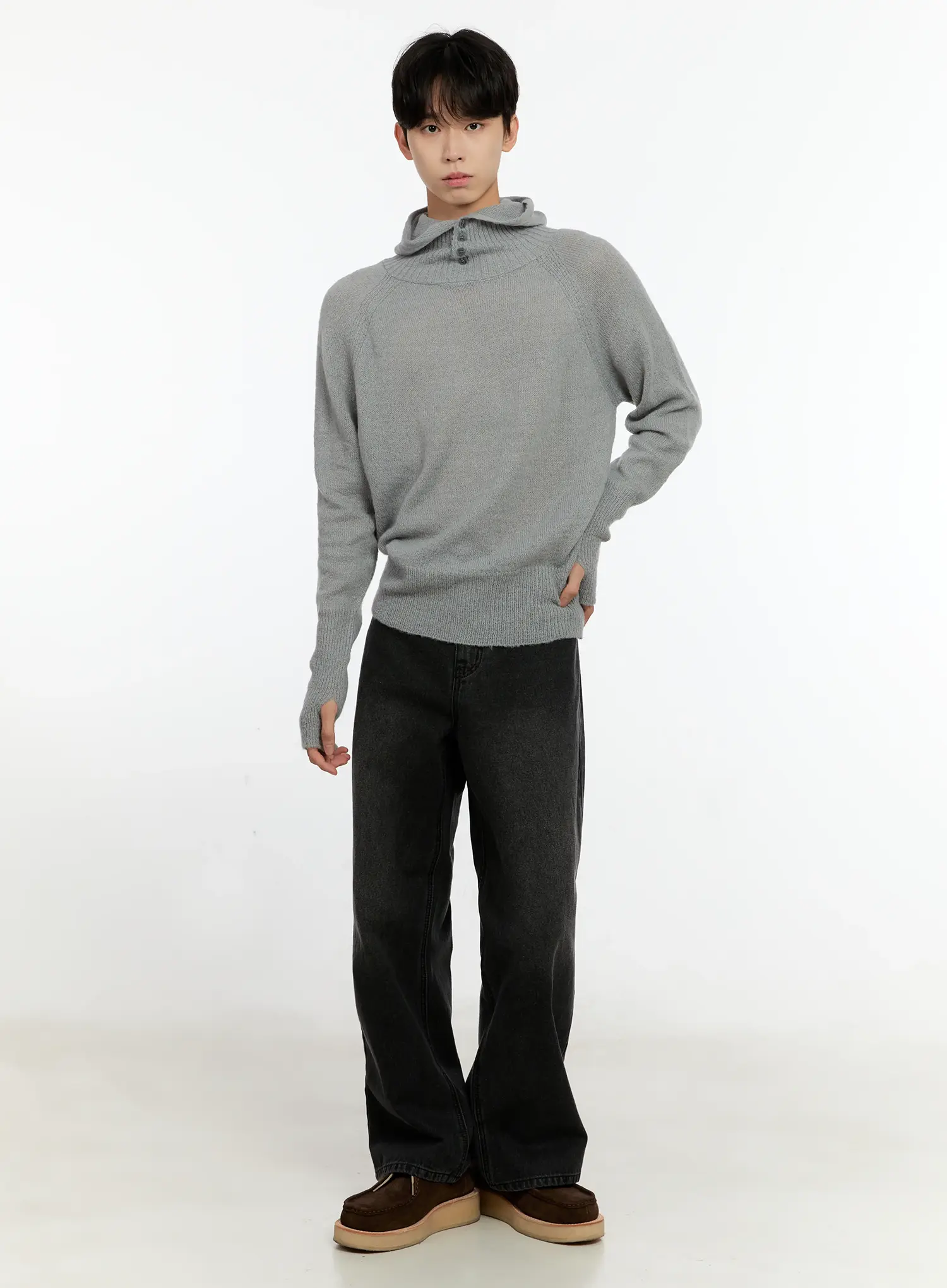 Men's Mohair Blend Balaclava Sweater IO531 - Image 7