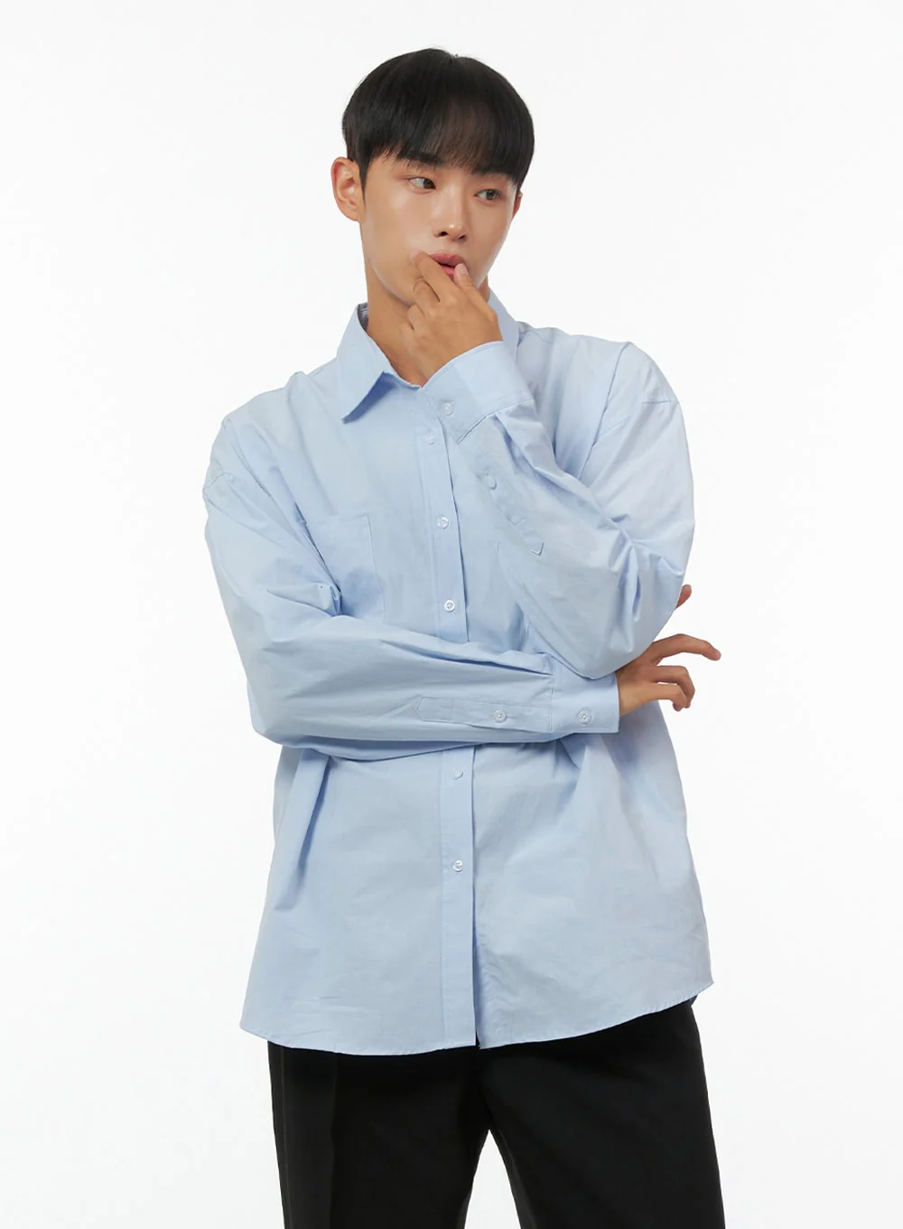 Men's Oversized Basic Cotton Shirt IS419 - Image 3