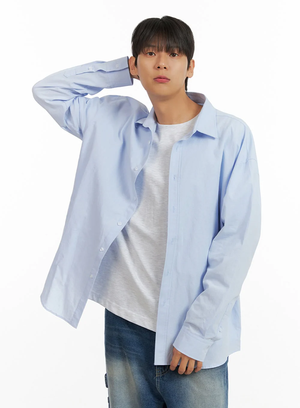 Men's Oversized Cotton Buttoned Shirt IU418 - Image 3
