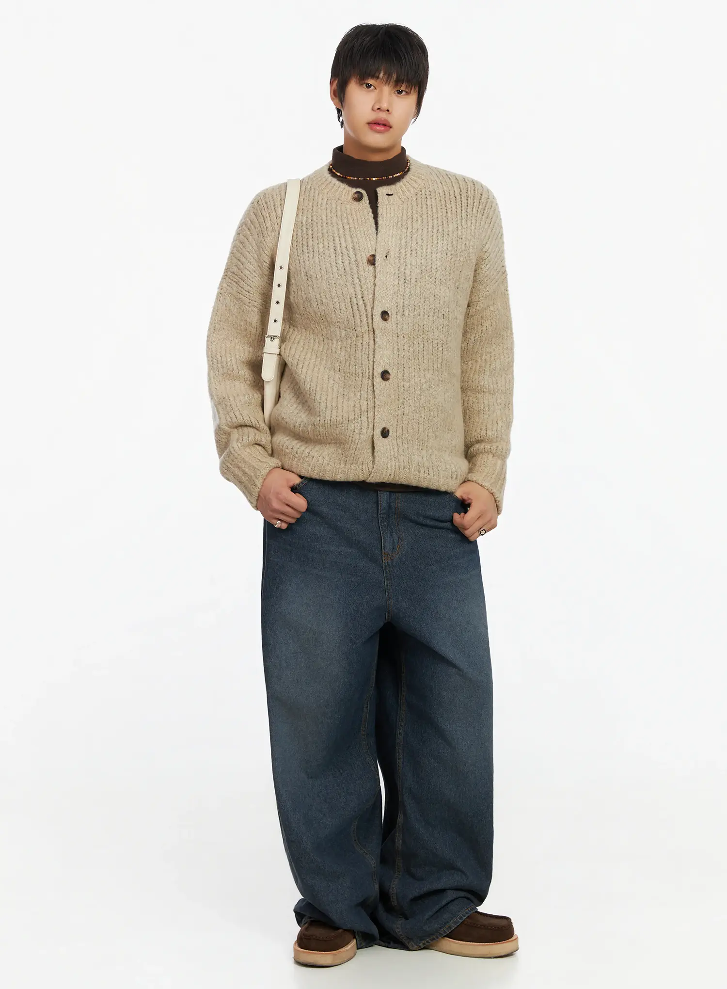 Men's Oversized Knit Cardigan IF503 - Image 2