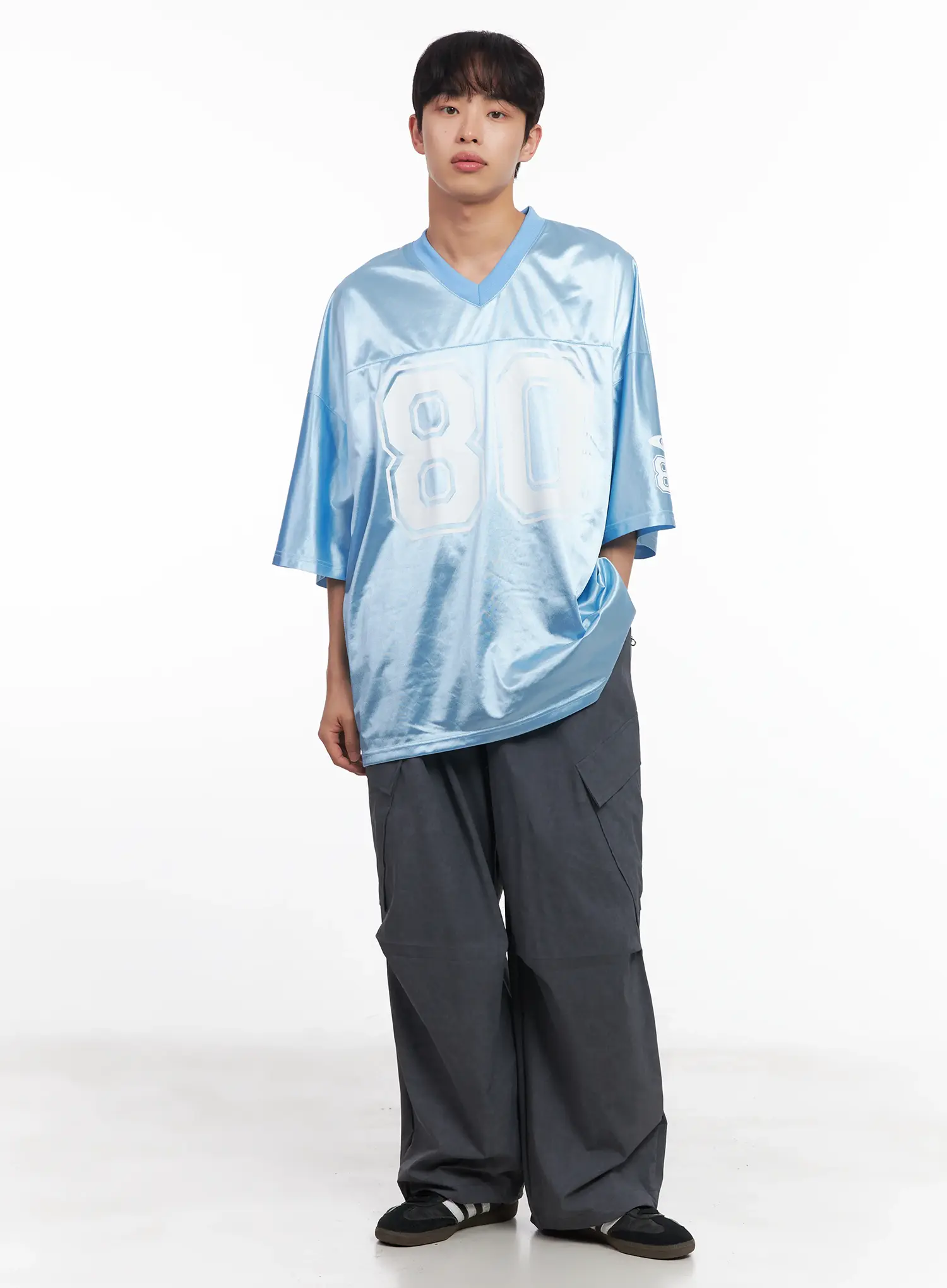 Men's Oversized V-Neck Jersey IU518 - Image 12