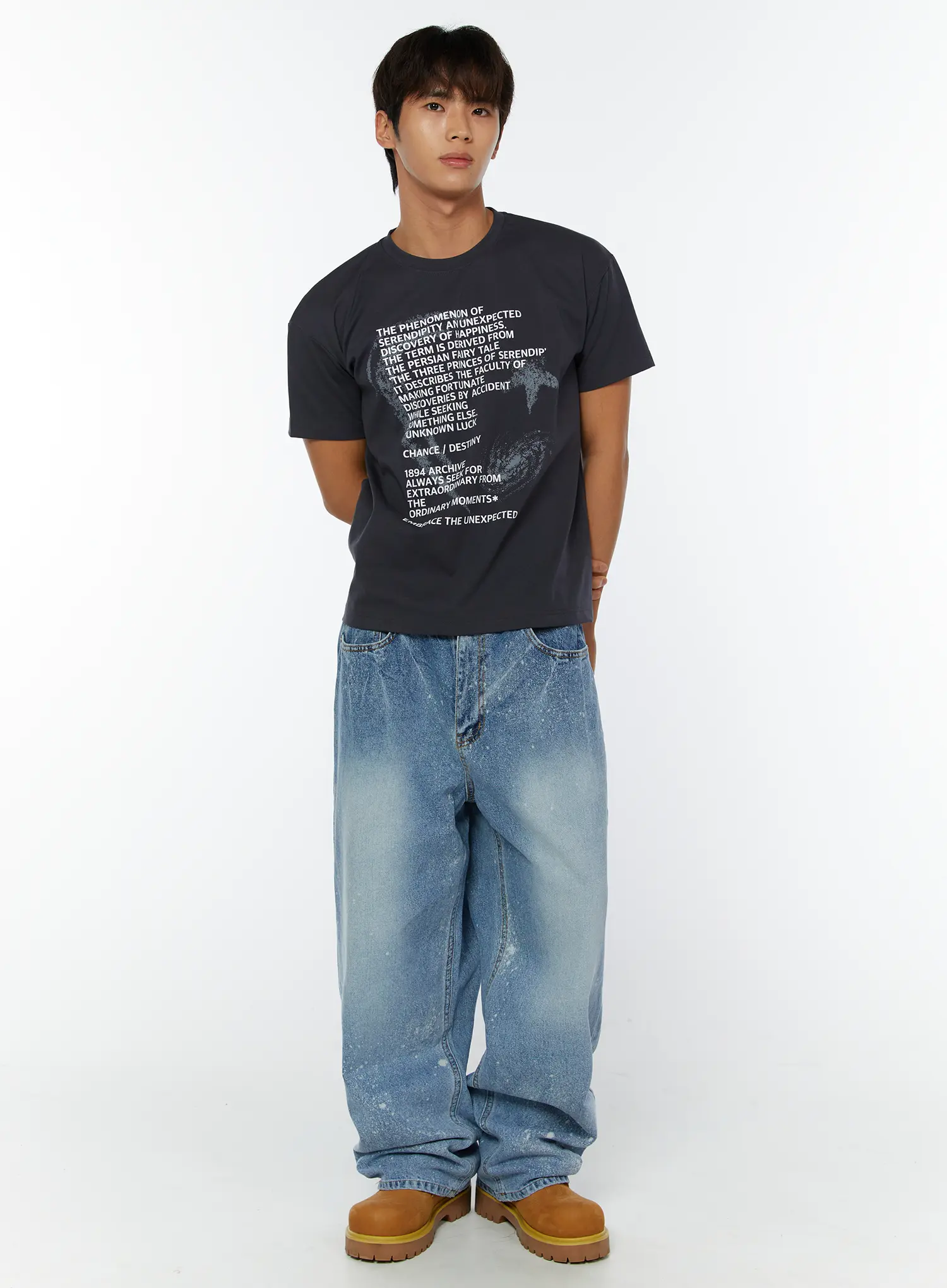 Men's Paint-Splattered Wide-Leg Jeans IY508 - Image 3