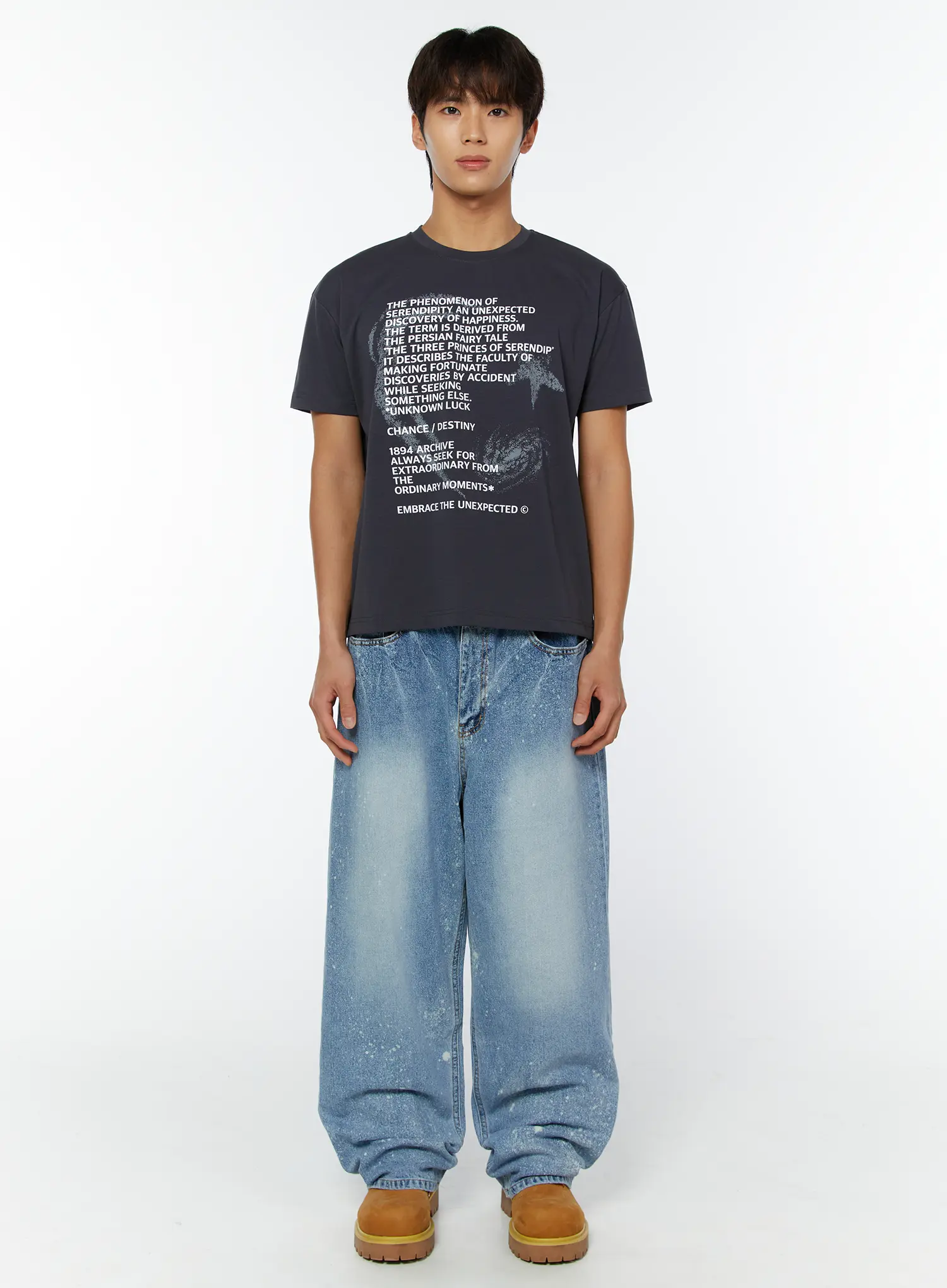 Men's Paint-Splattered Wide-Leg Jeans IY508 - Image 6