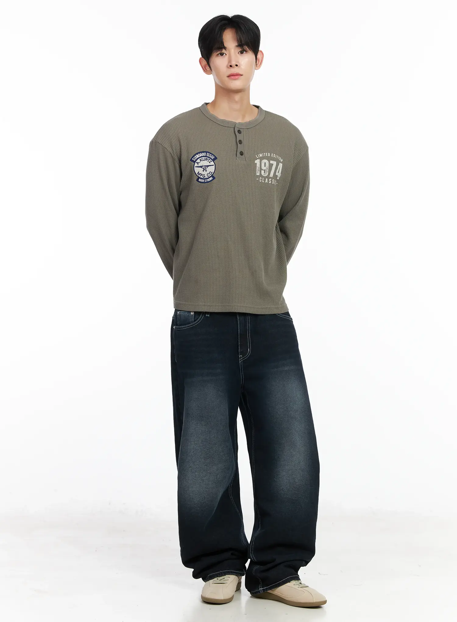 Men's Patch Long Sleeve Tee IM523 - Image 7